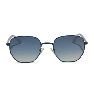JESSIE JAMES DECKER - JJD   DEEP NAVY METAL   AEGEAN BLUE FLASH SUNGLASSES
