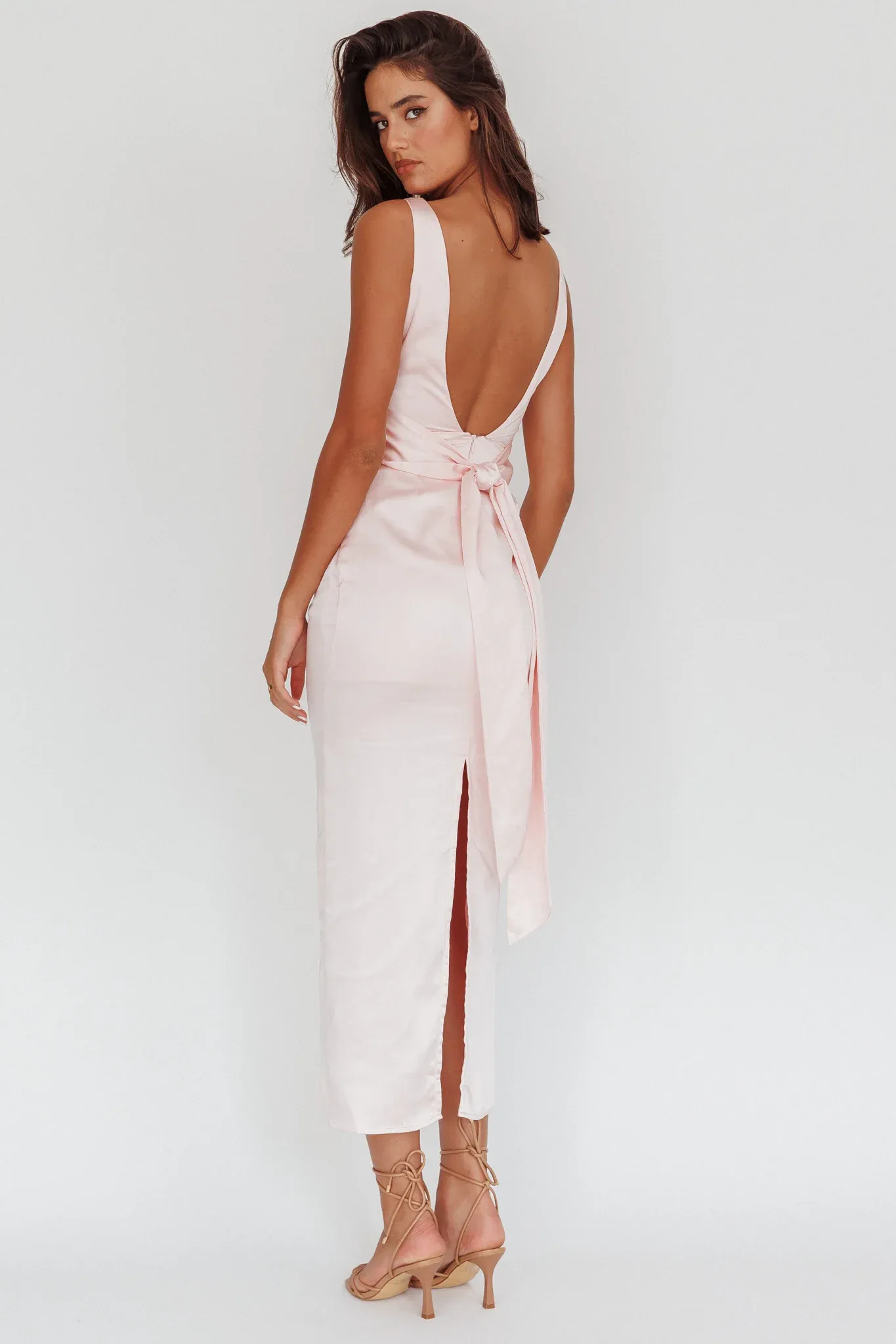 Leila Boat Neck Midi Dress Pink