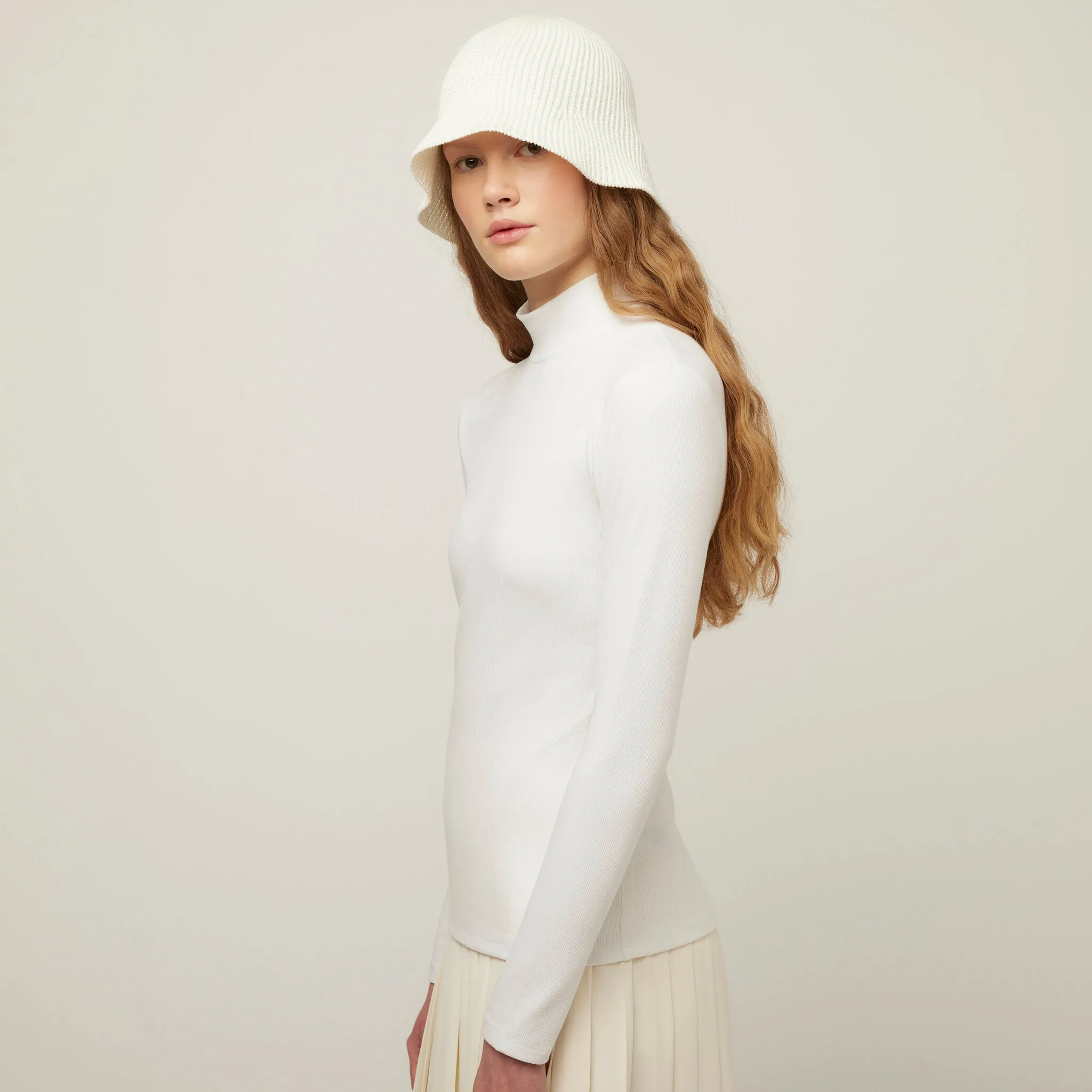 Long Sleeve Mockneck Tencel Rib