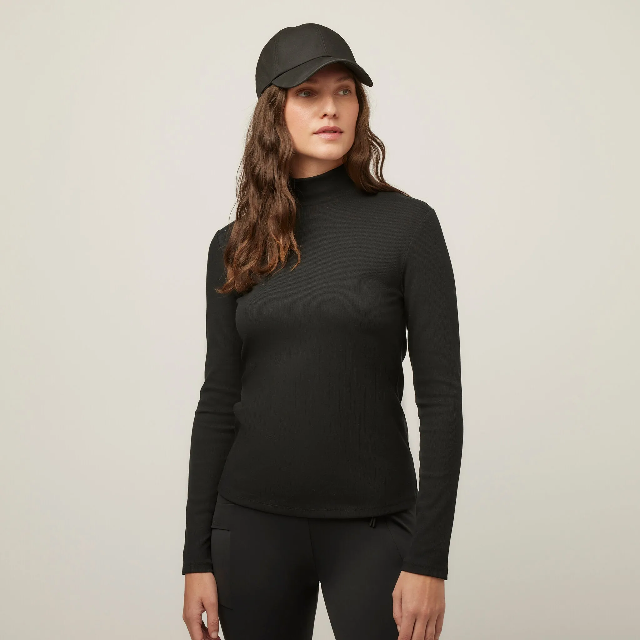 Long Sleeve Mockneck Tencel Rib