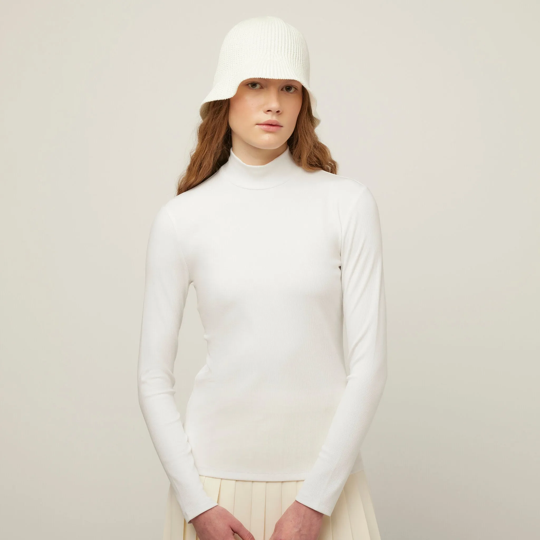 Long Sleeve Mockneck Tencel Rib
