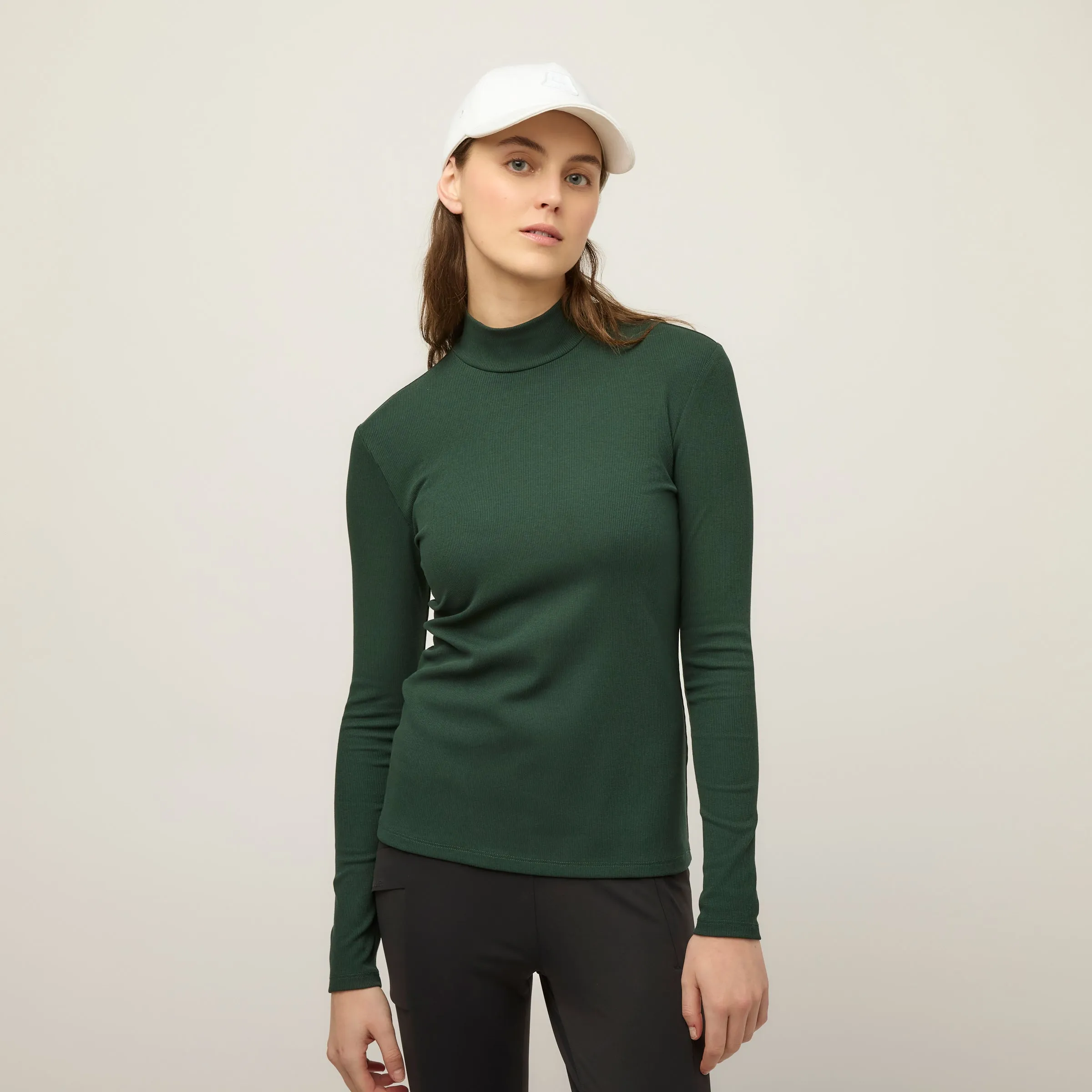 Long Sleeve Mockneck Tencel Rib