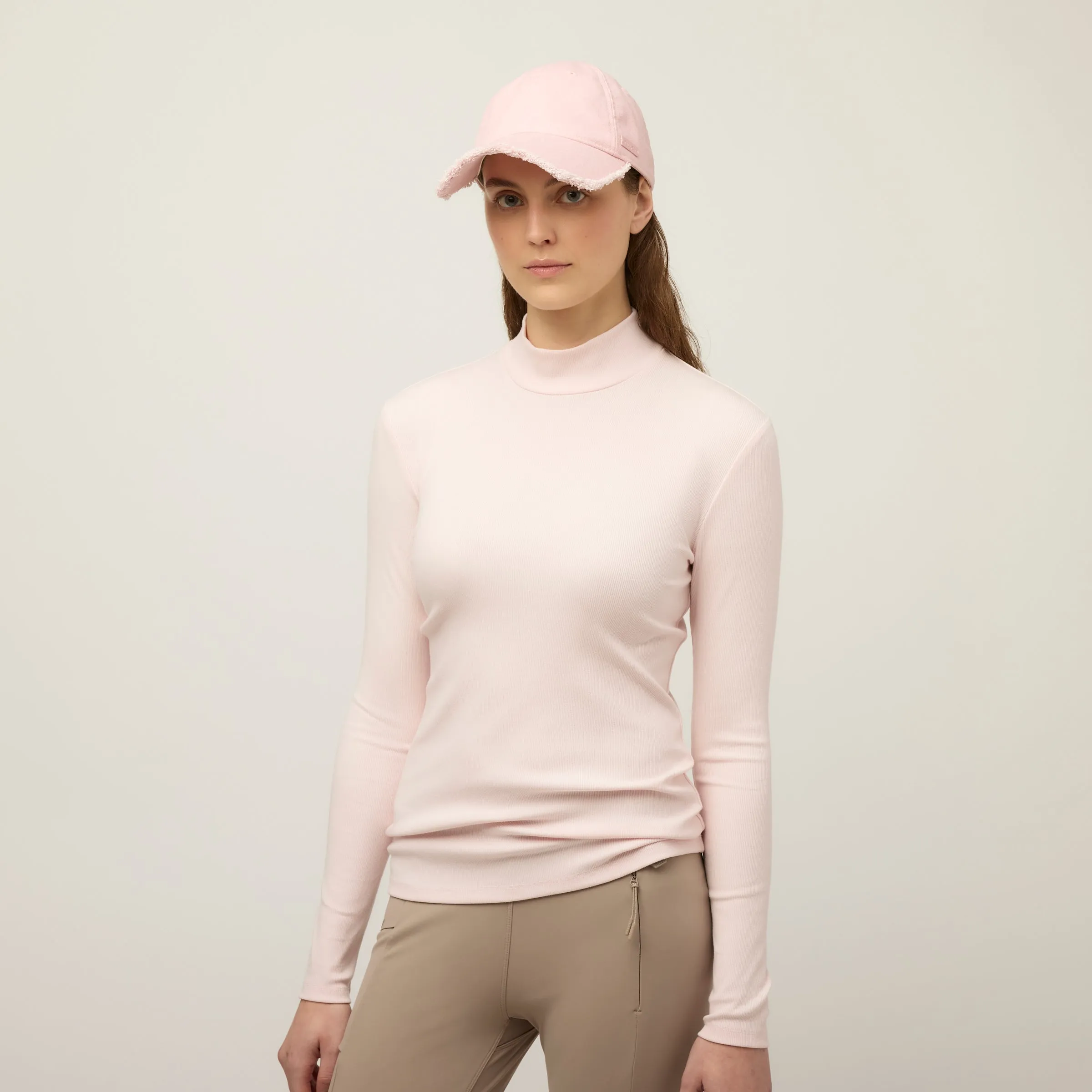 Long Sleeve Mockneck Tencel Rib