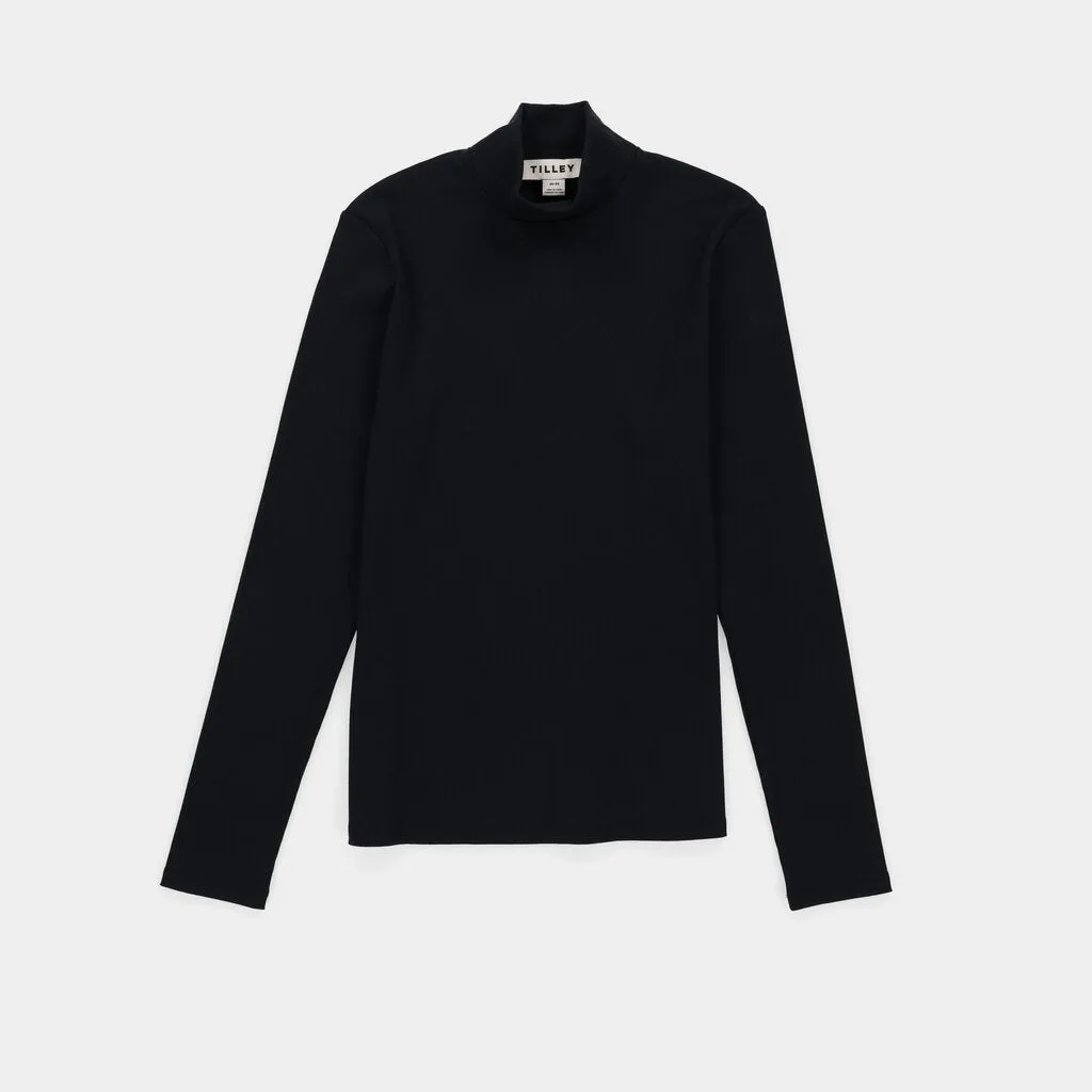Long Sleeve Mockneck Tencel Rib