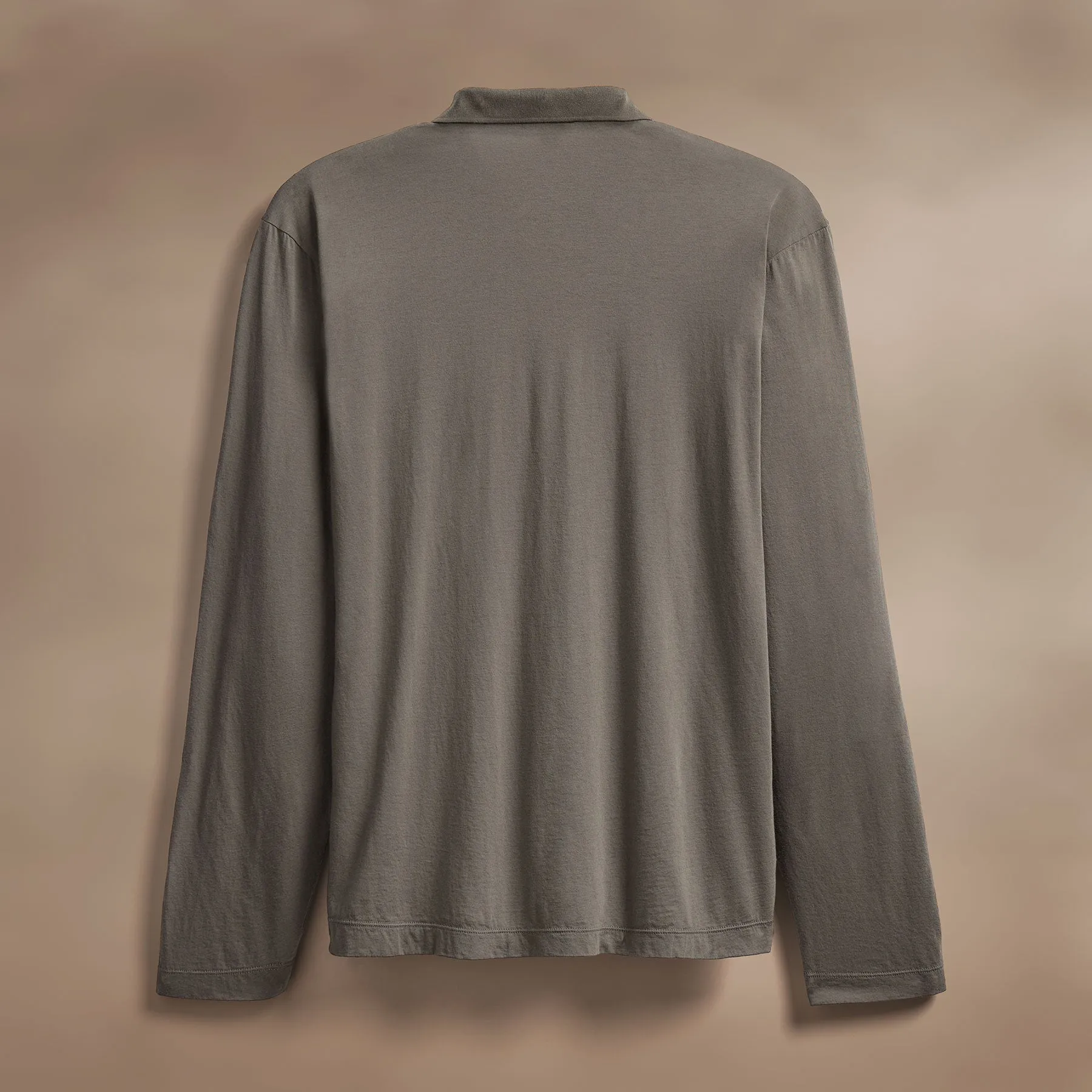 Luxe Lotus Jersey Long Sleeve Polo - Granite