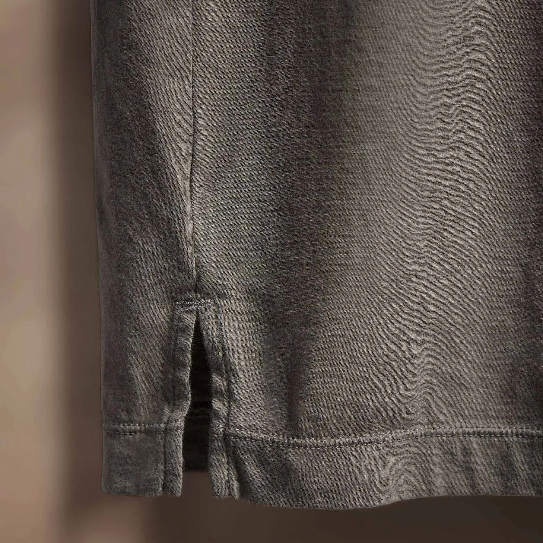 Luxe Lotus Jersey Long Sleeve Polo - Granite