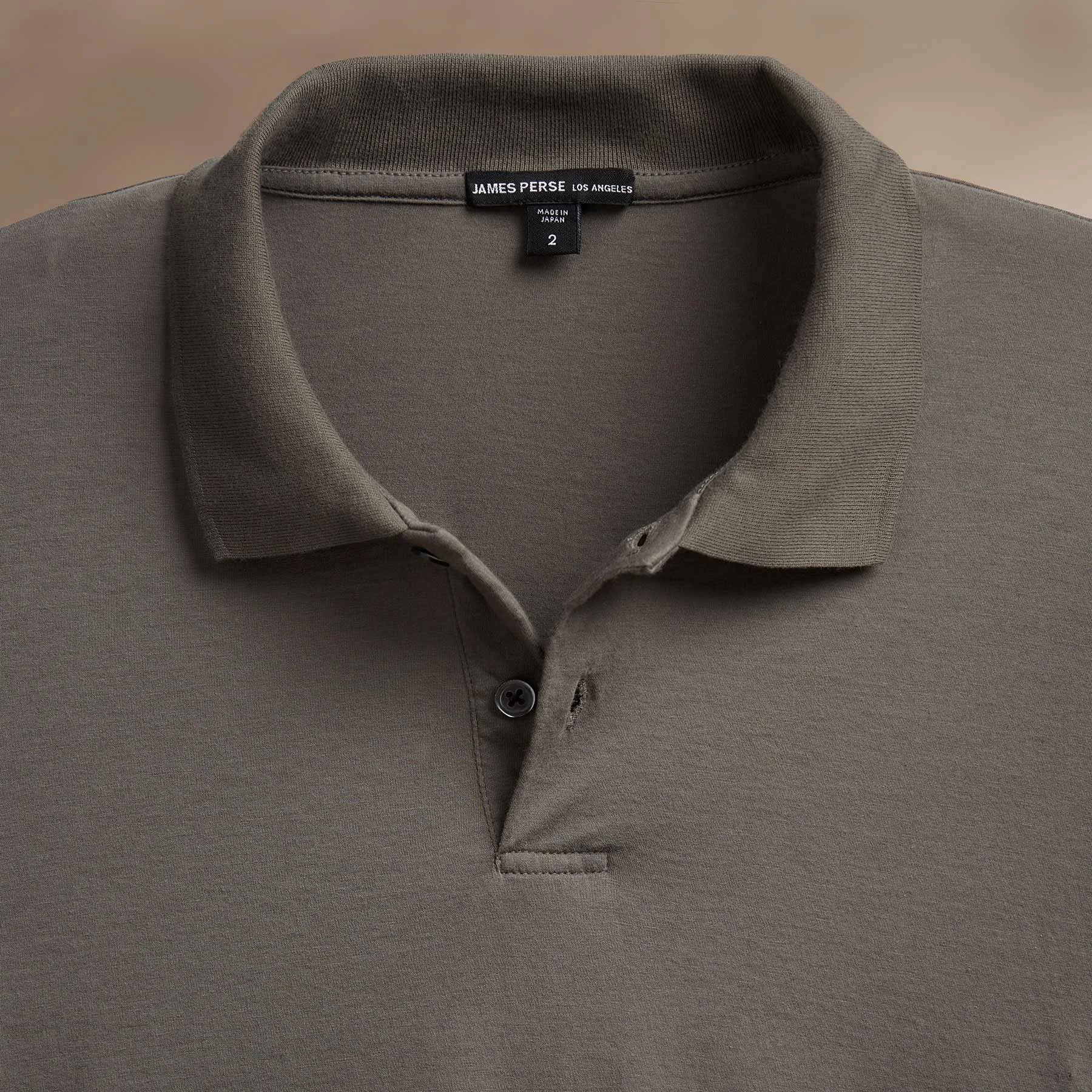 Luxe Lotus Jersey Long Sleeve Polo - Granite