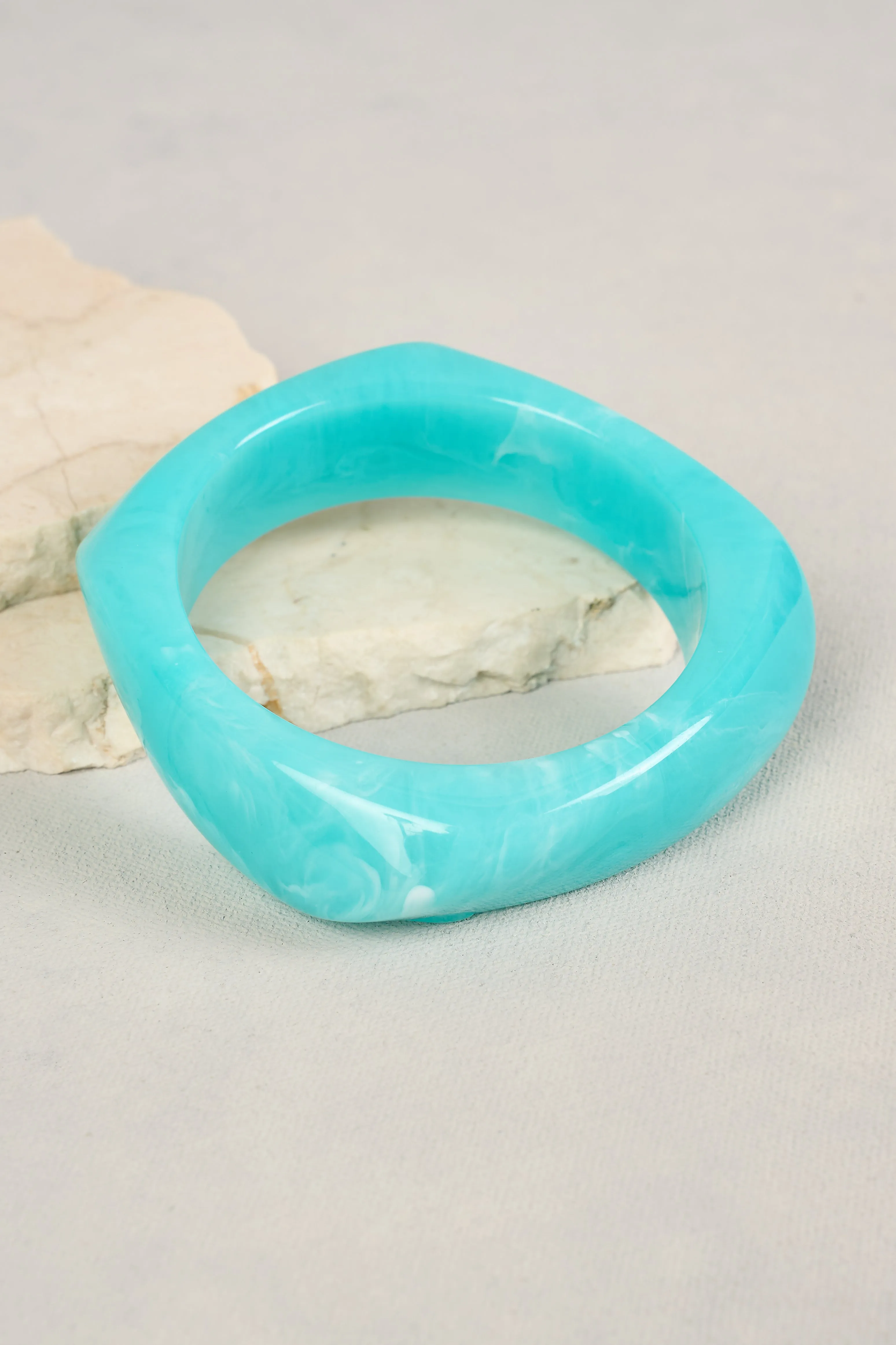 Marble Resin Bangle - Aquamarine