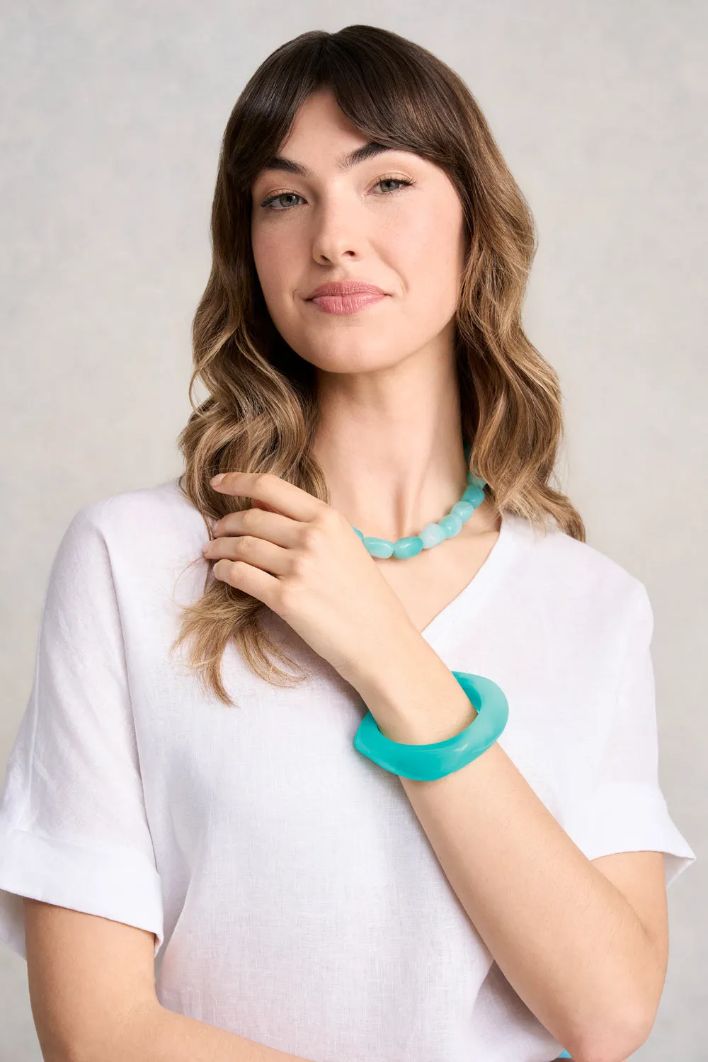 Marble Resin Bangle - Aquamarine