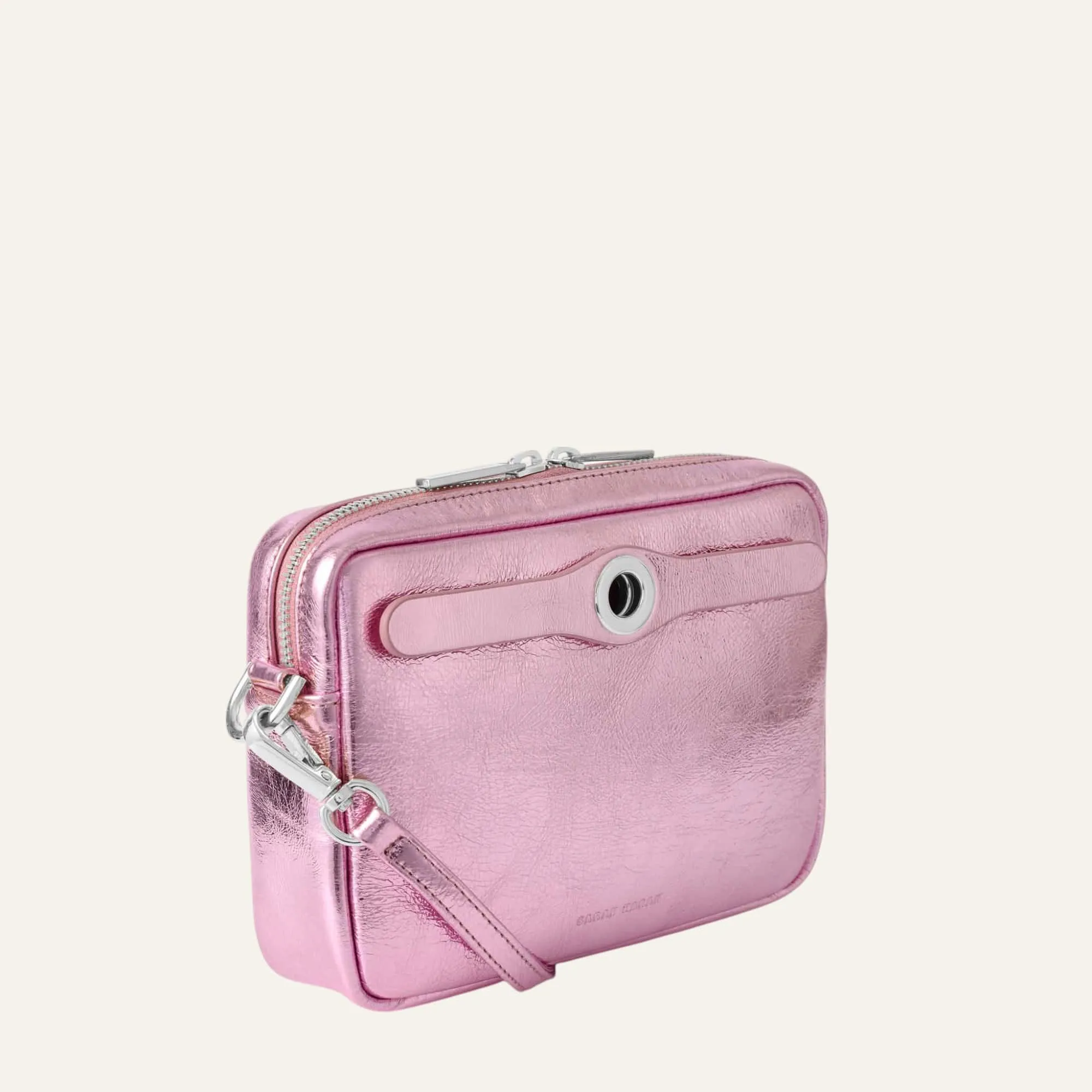 Millie Crossbody | Metallic Pink with Silver hardware