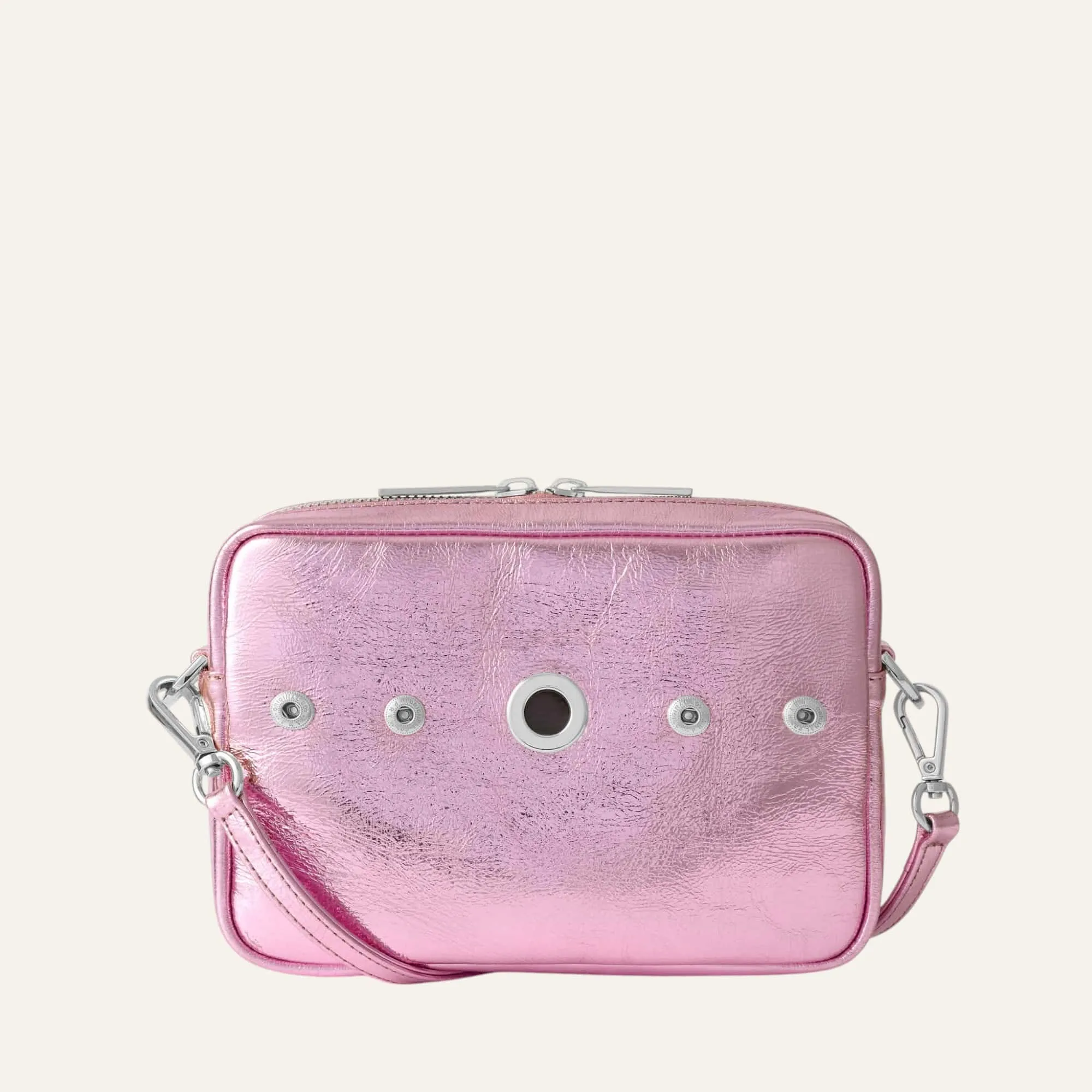 Millie Crossbody | Metallic Pink with Silver hardware