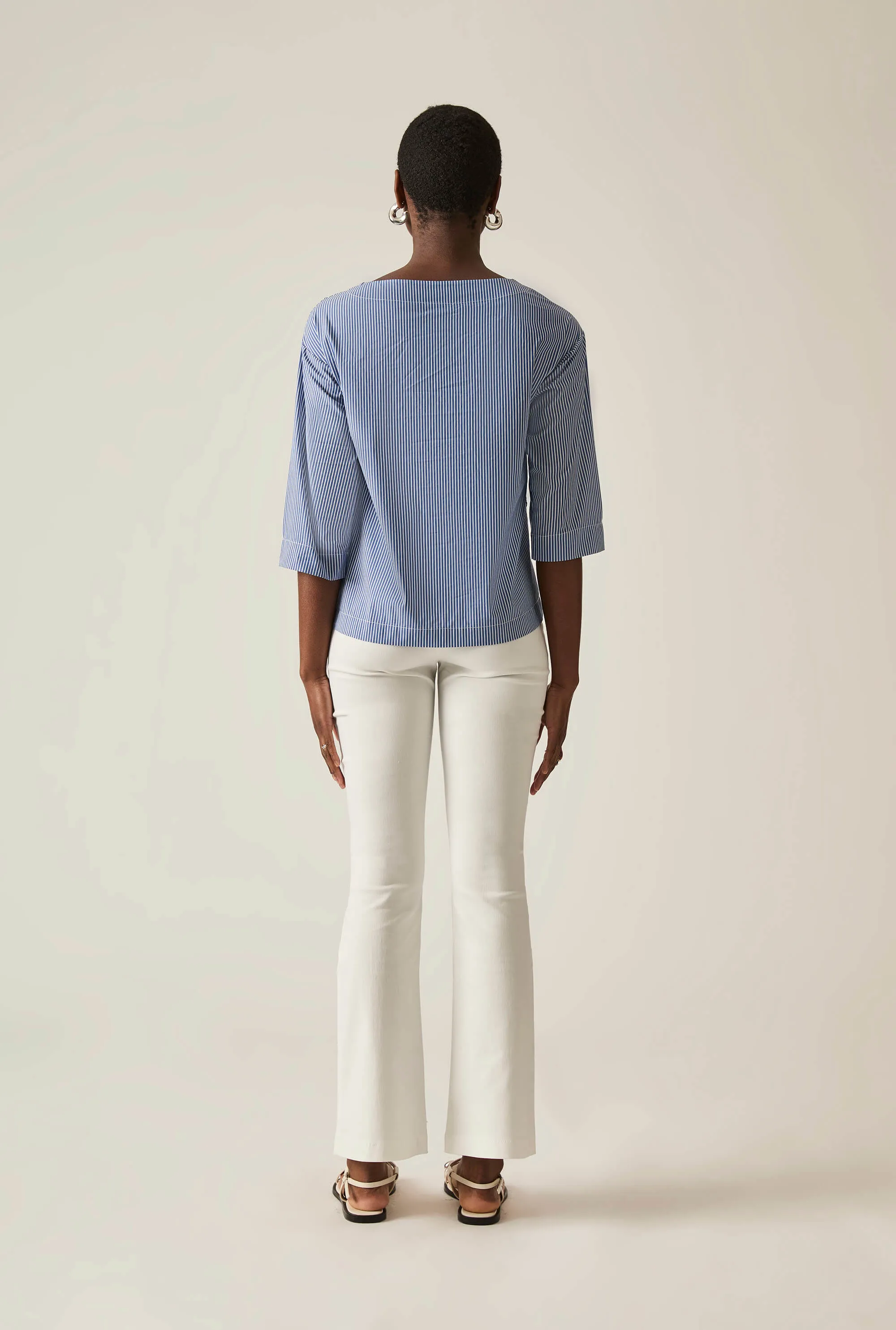 Navy Button Top