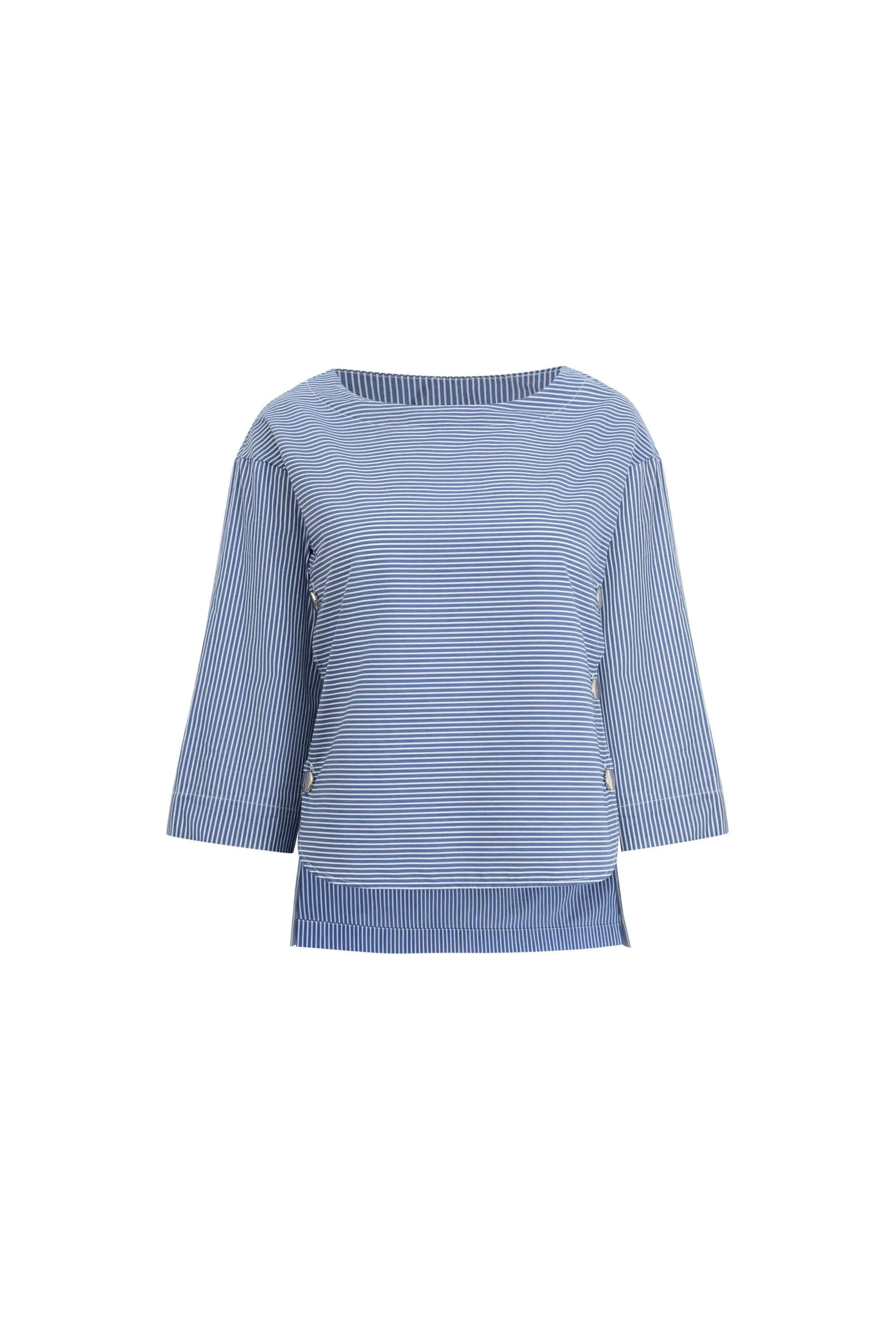 Navy Button Top