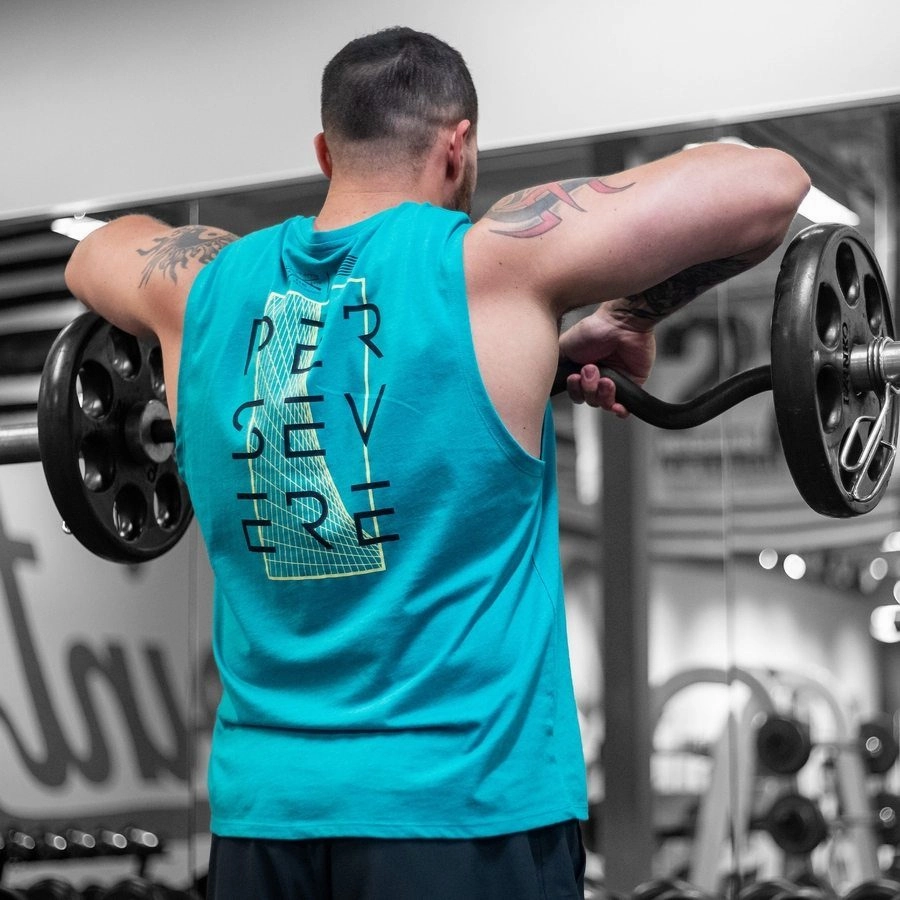 Never Quit Muscle Tank - Heather Aqua