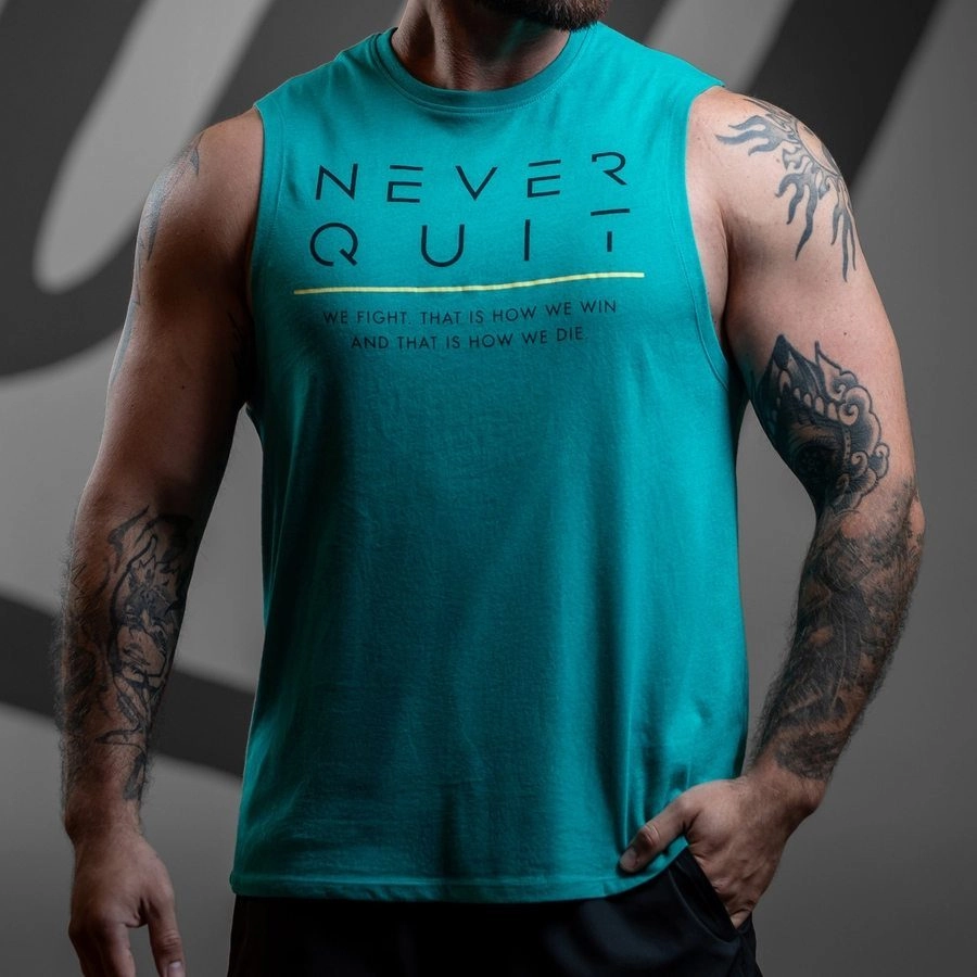 Never Quit Muscle Tank - Heather Aqua