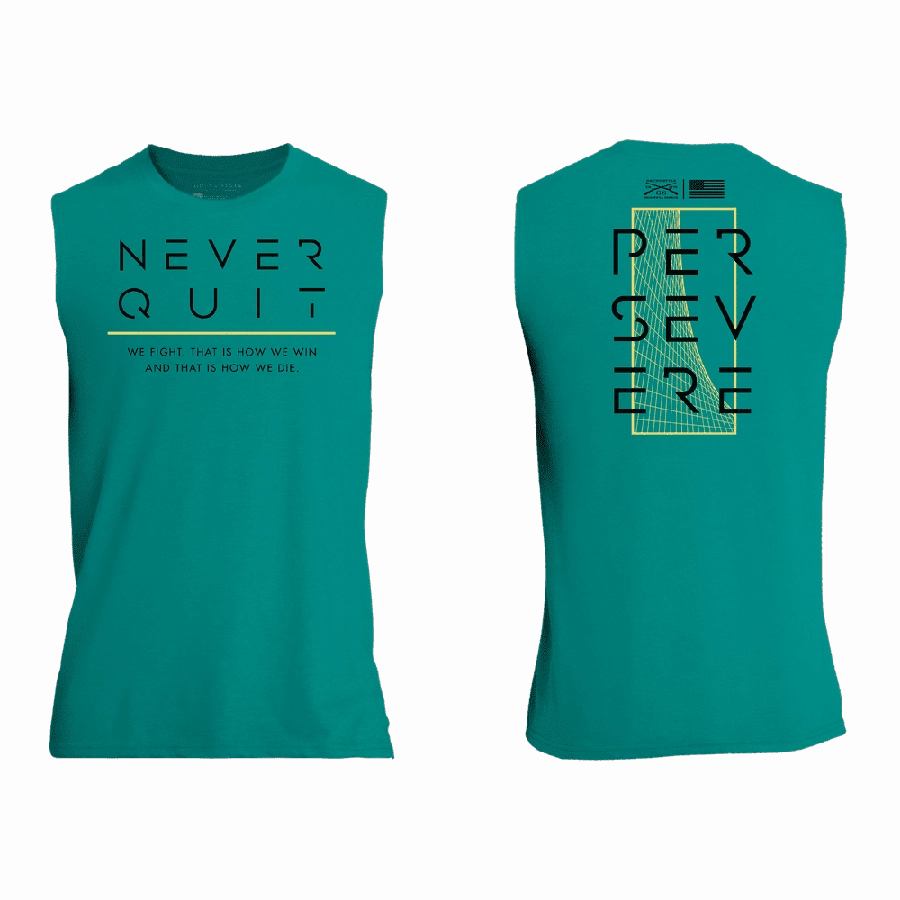 Never Quit Muscle Tank - Heather Aqua