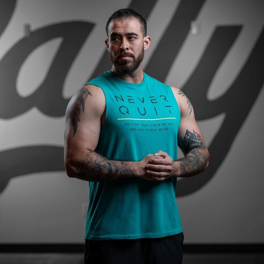 Never Quit Muscle Tank - Heather Aqua
