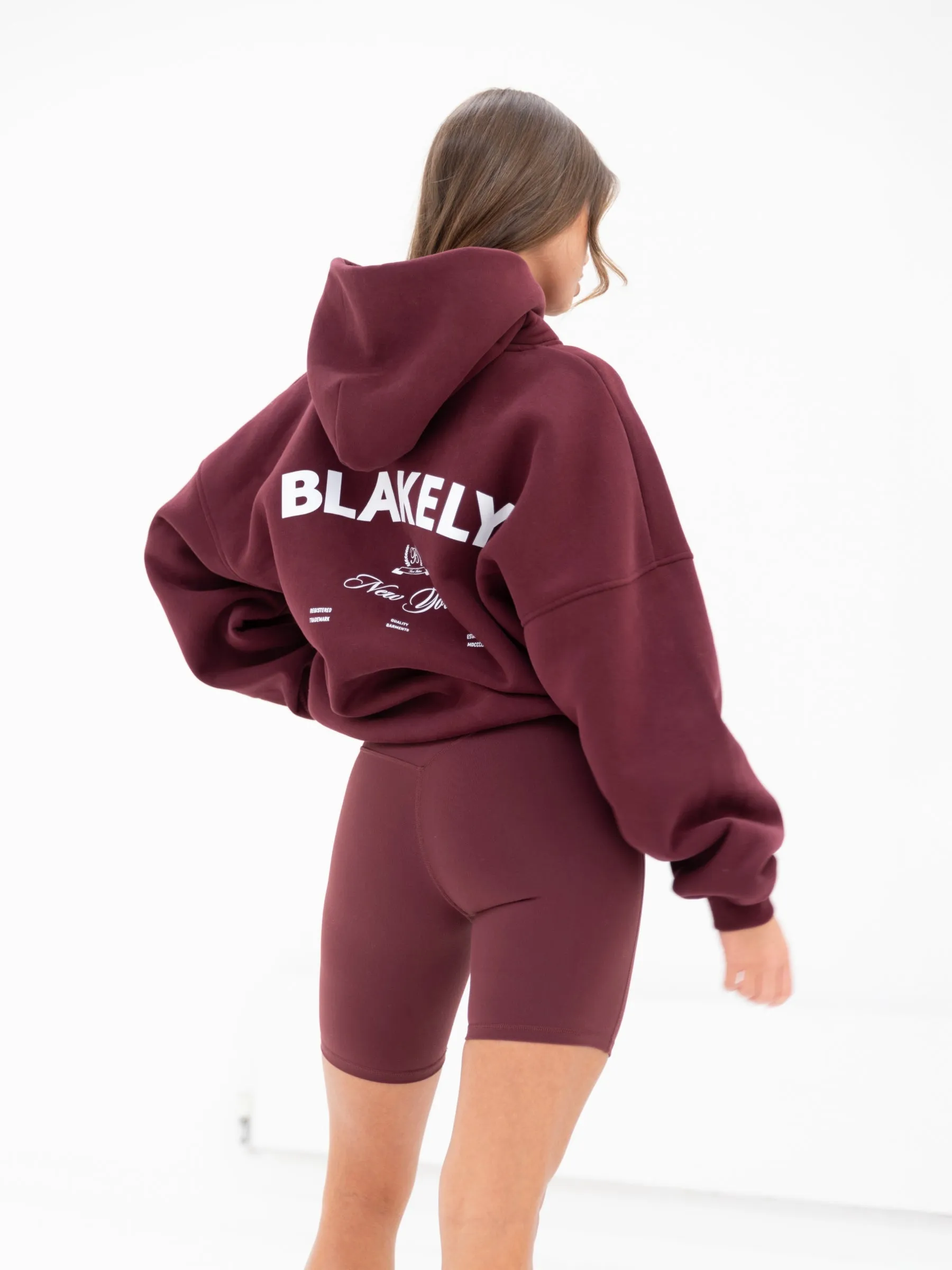 NY Crest Oversized Hoodie - Classic Burgundy