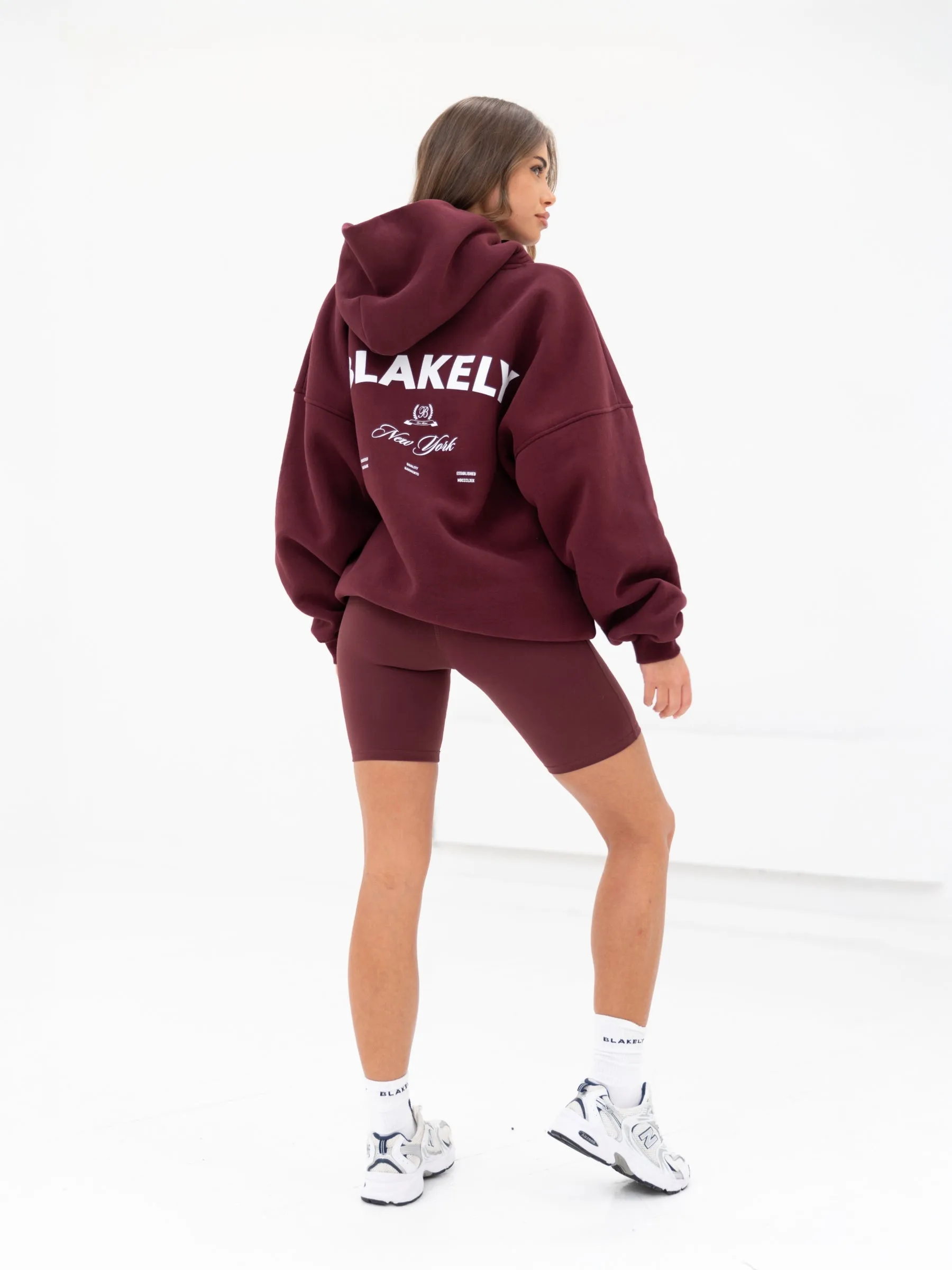 NY Crest Oversized Hoodie - Classic Burgundy