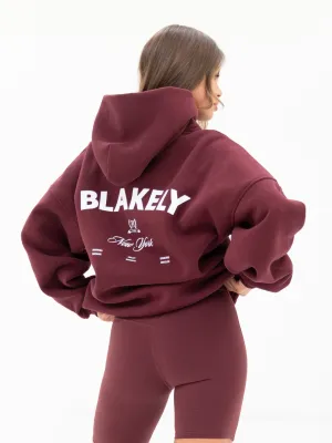 NY Crest Oversized Hoodie - Classic Burgundy