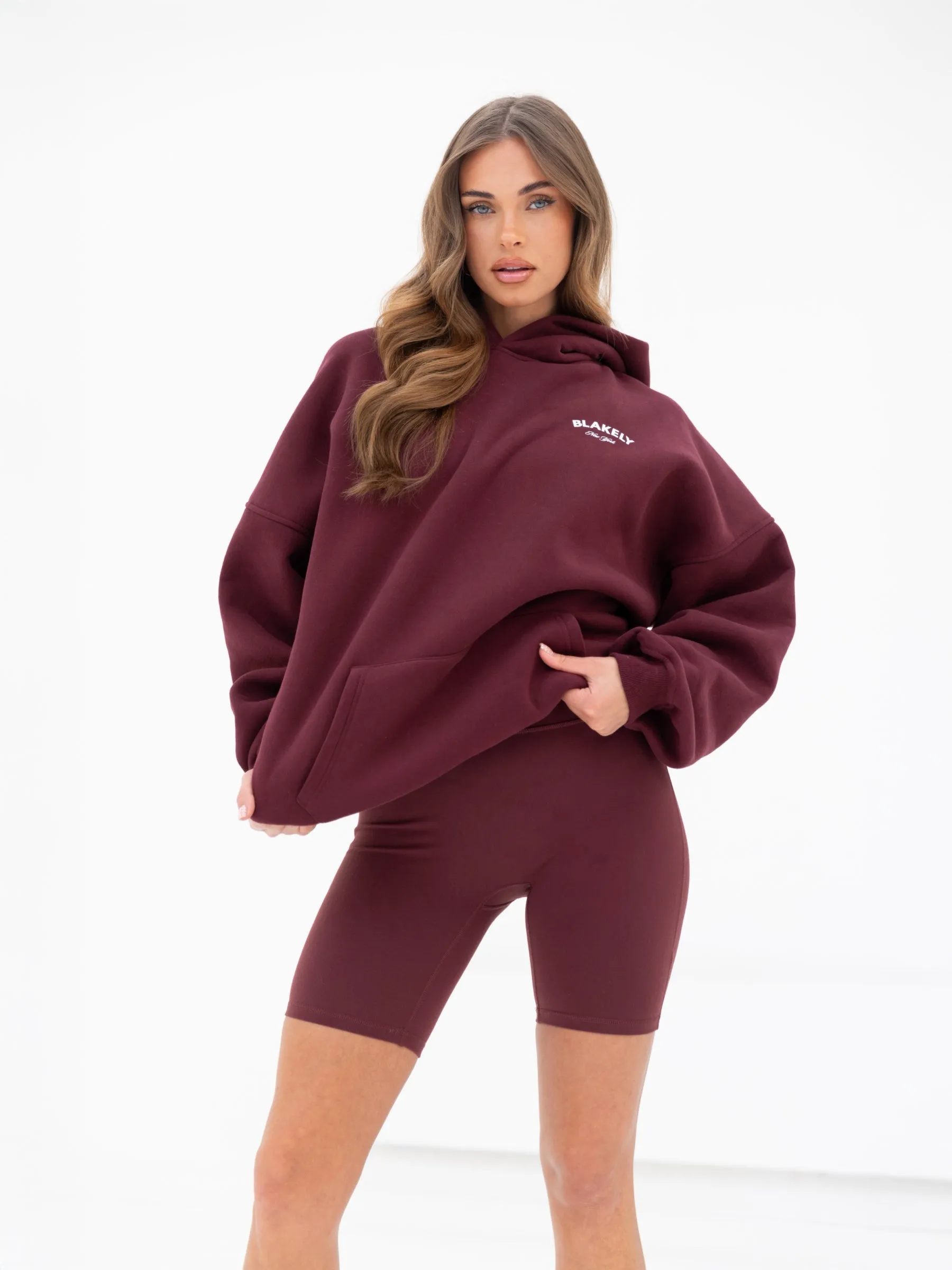 NY Crest Oversized Hoodie - Classic Burgundy