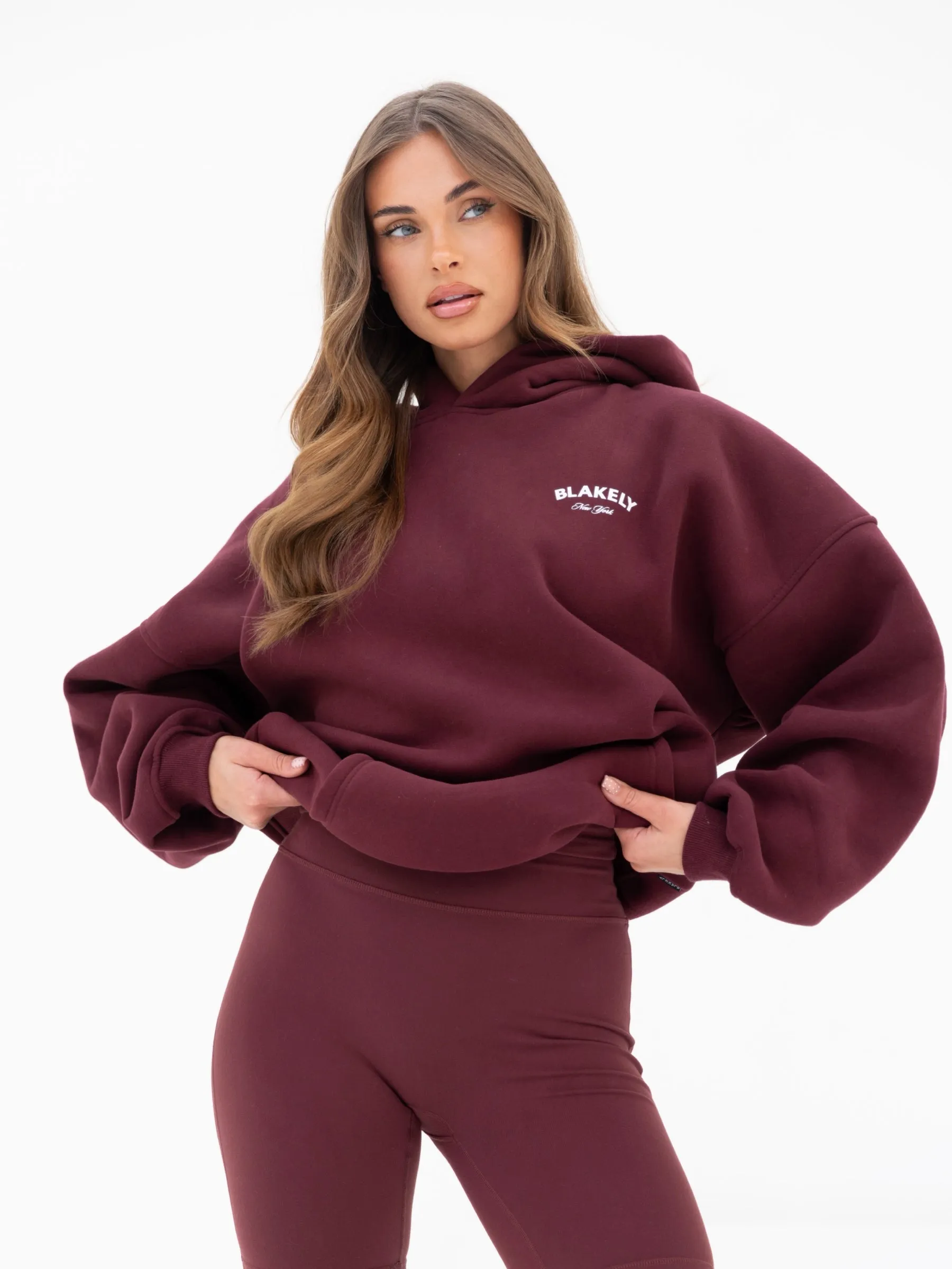 NY Crest Oversized Hoodie - Classic Burgundy