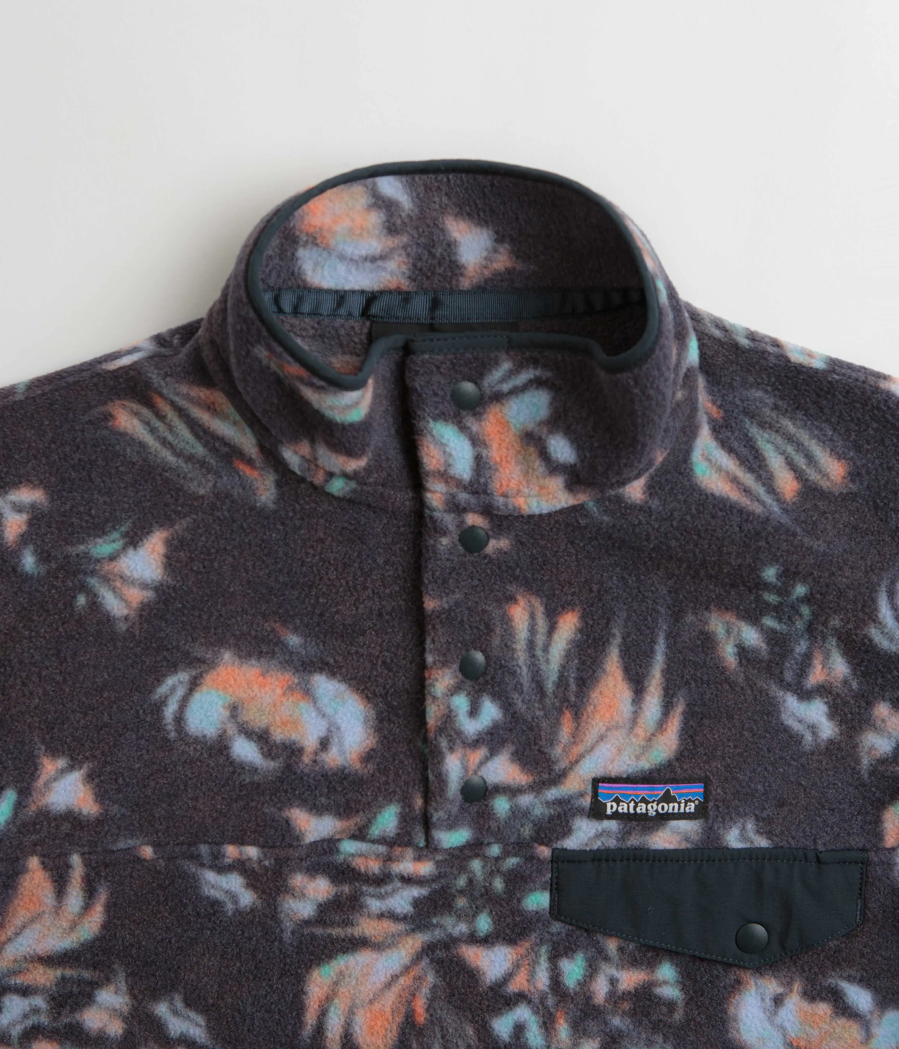 Patagonia Womens Synchilla Snap-T Pullover Fleece - Swirl Floral: Pitch Blue