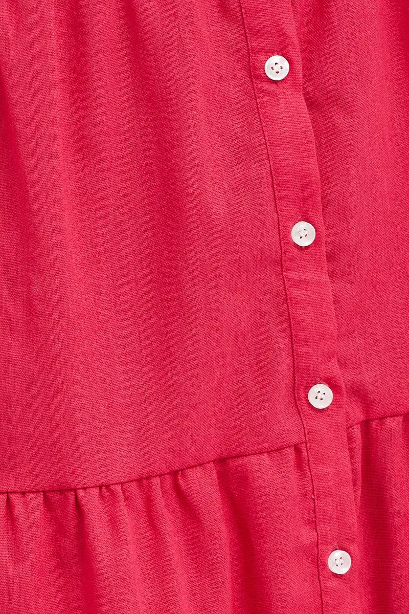 Pink Shirt Dress Long Sleeve Button Front