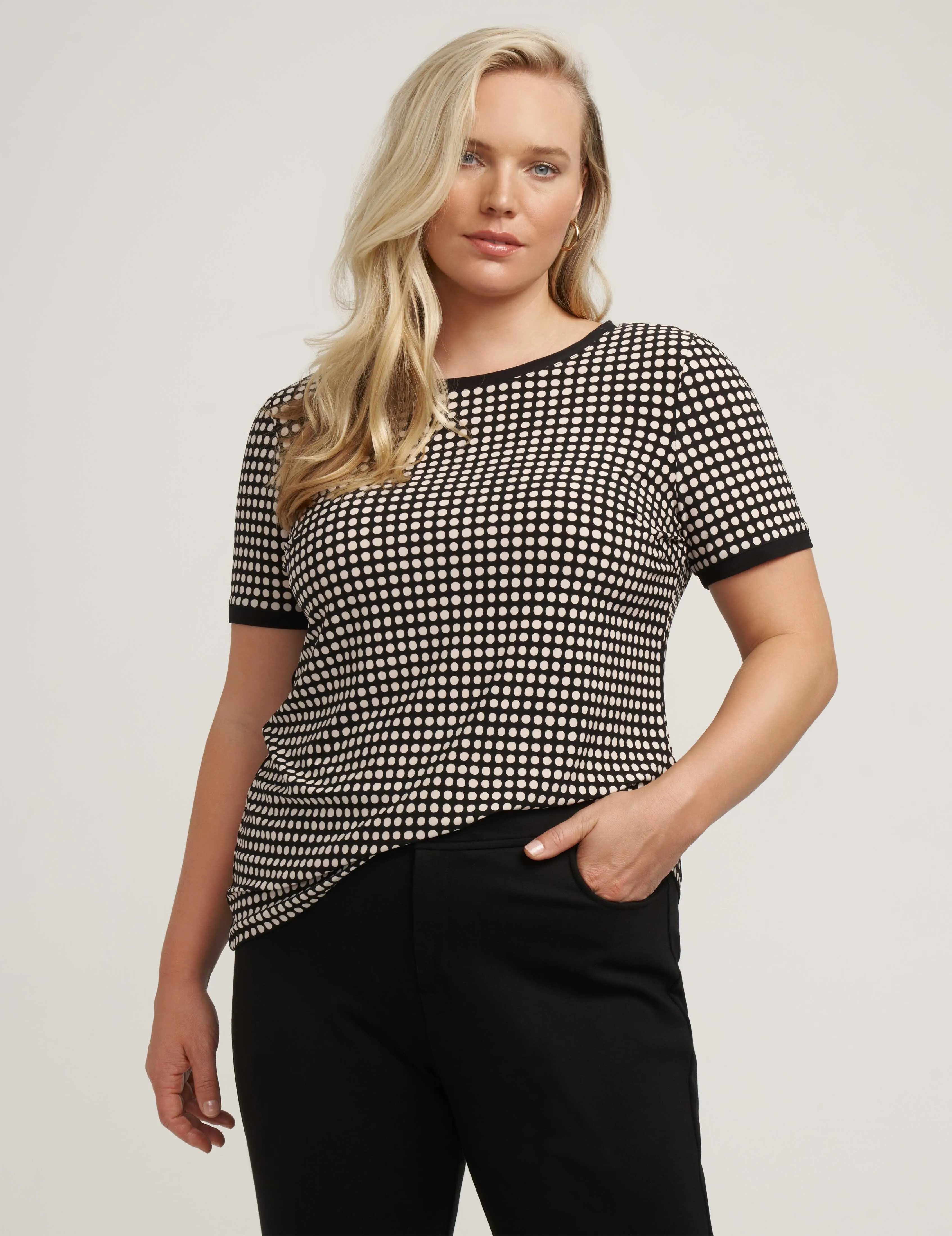 Plus Size Button Back Knit Tee - Sale