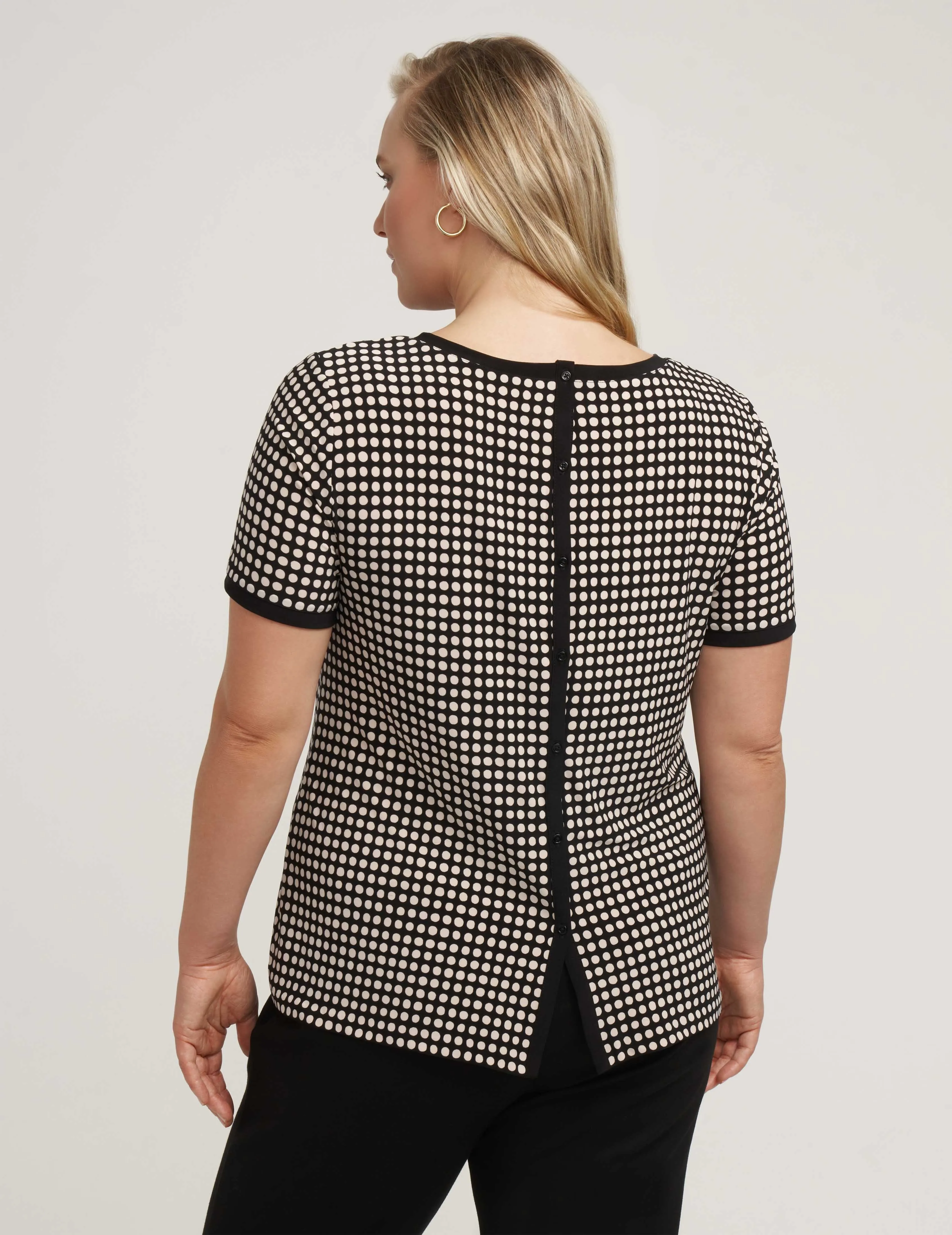 Plus Size Button Back Knit Tee - Sale