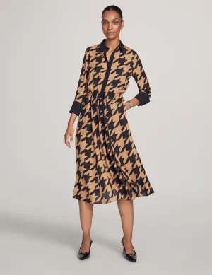 Printed Drawstring Shirt Dress- Sale