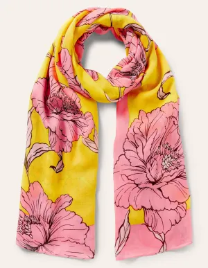 Printed Modal Scarf-Lemon Fizz. Peony Bloom