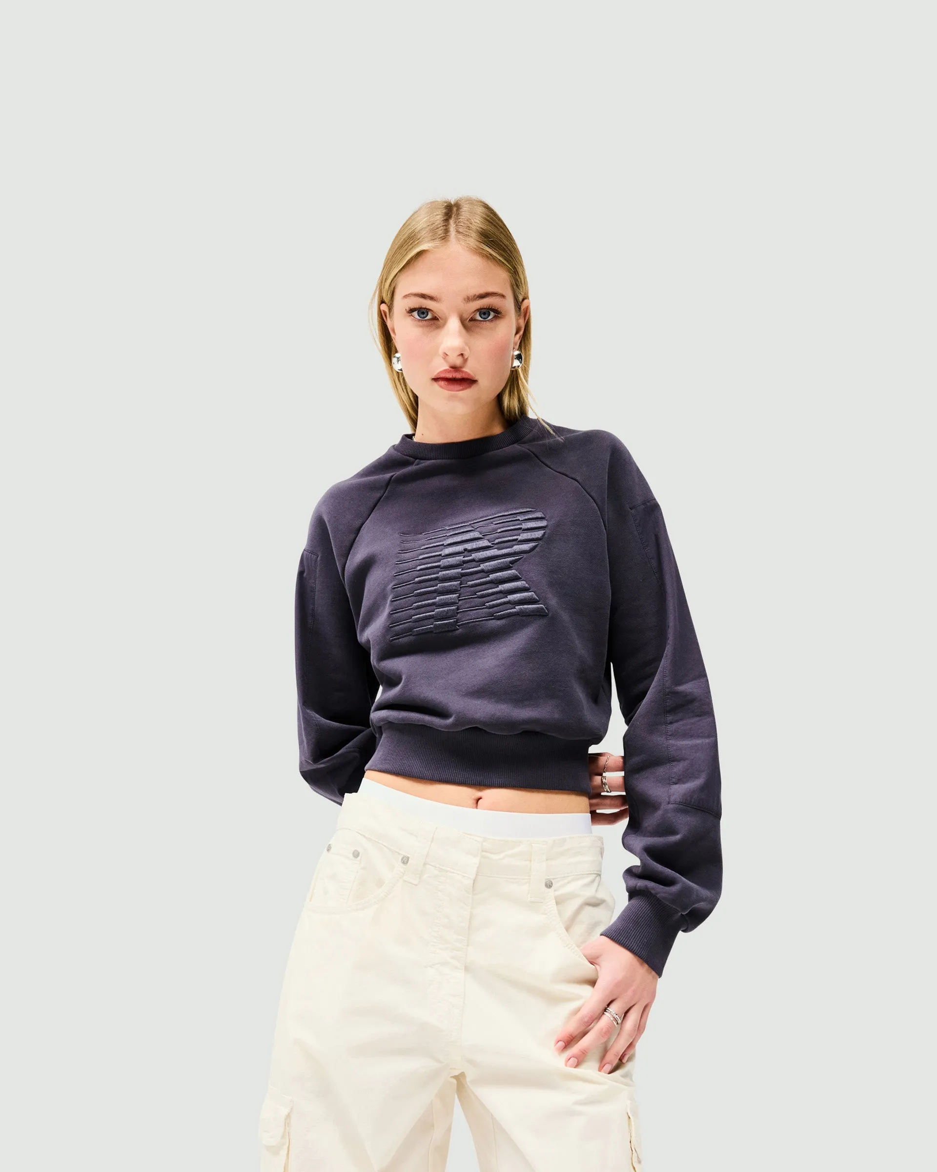 Reverse Long Sleeve Top - Washed Grey