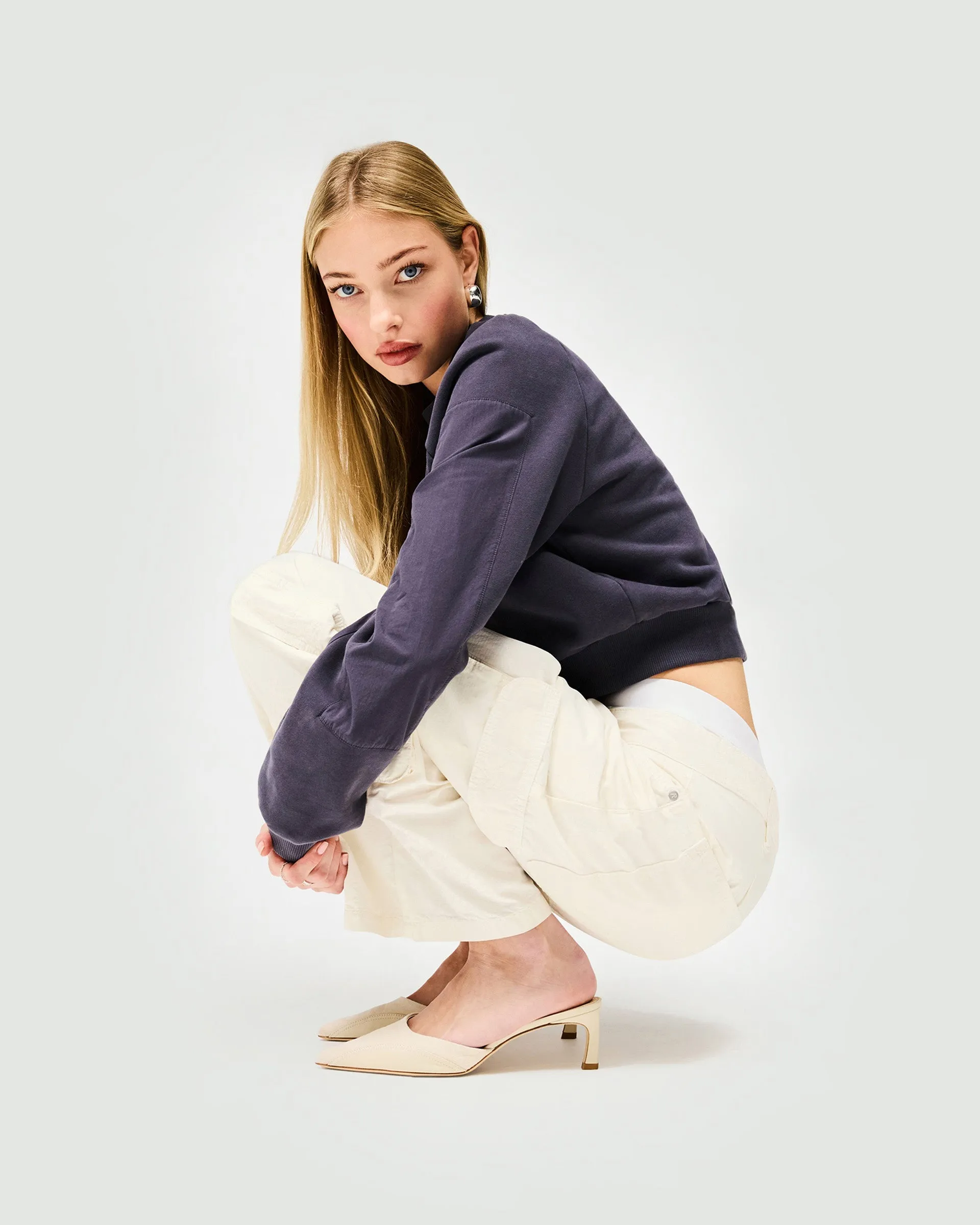 Reverse Long Sleeve Top - Washed Grey