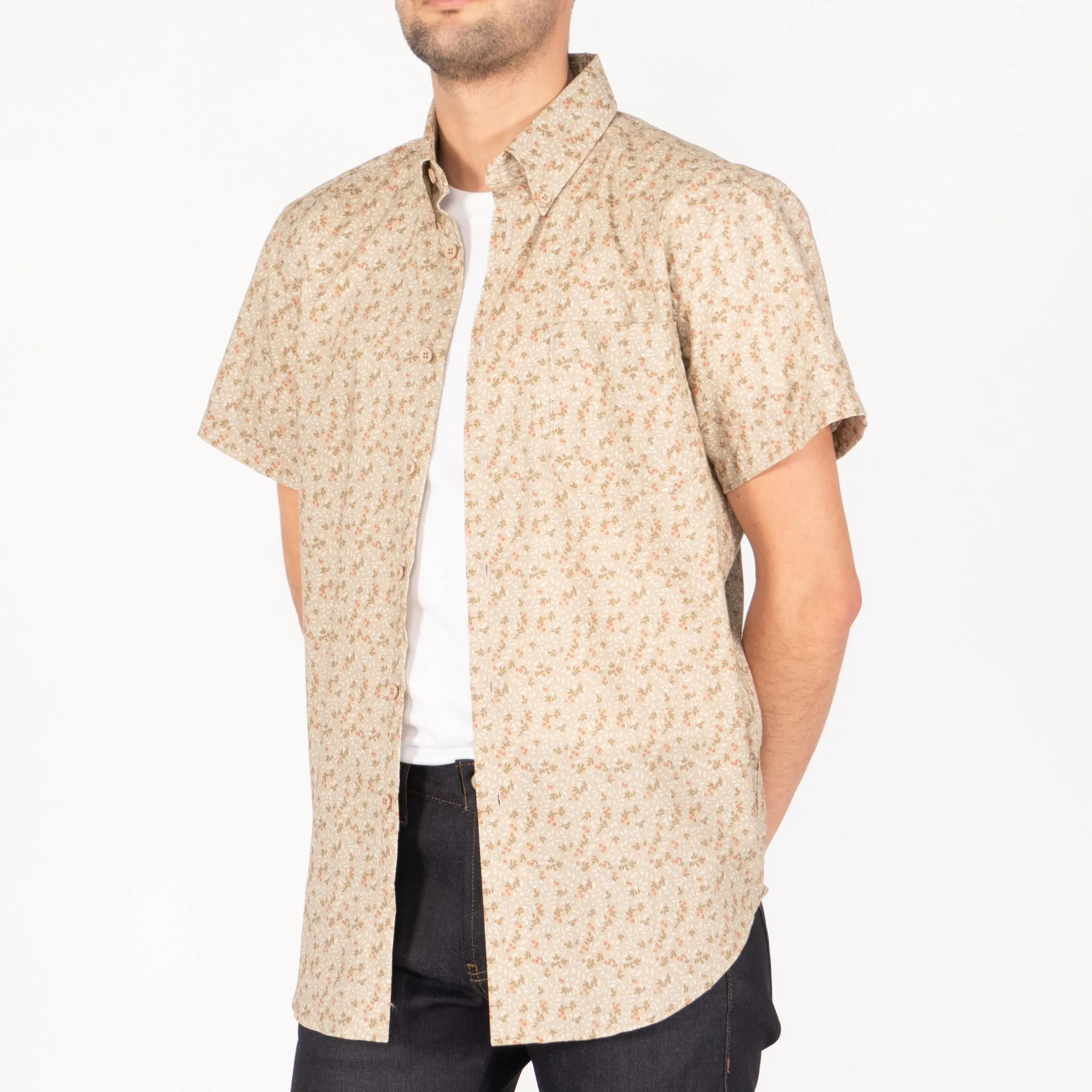Short Sleeve Easy Shirt - Nuts & Berry - Milk Tea