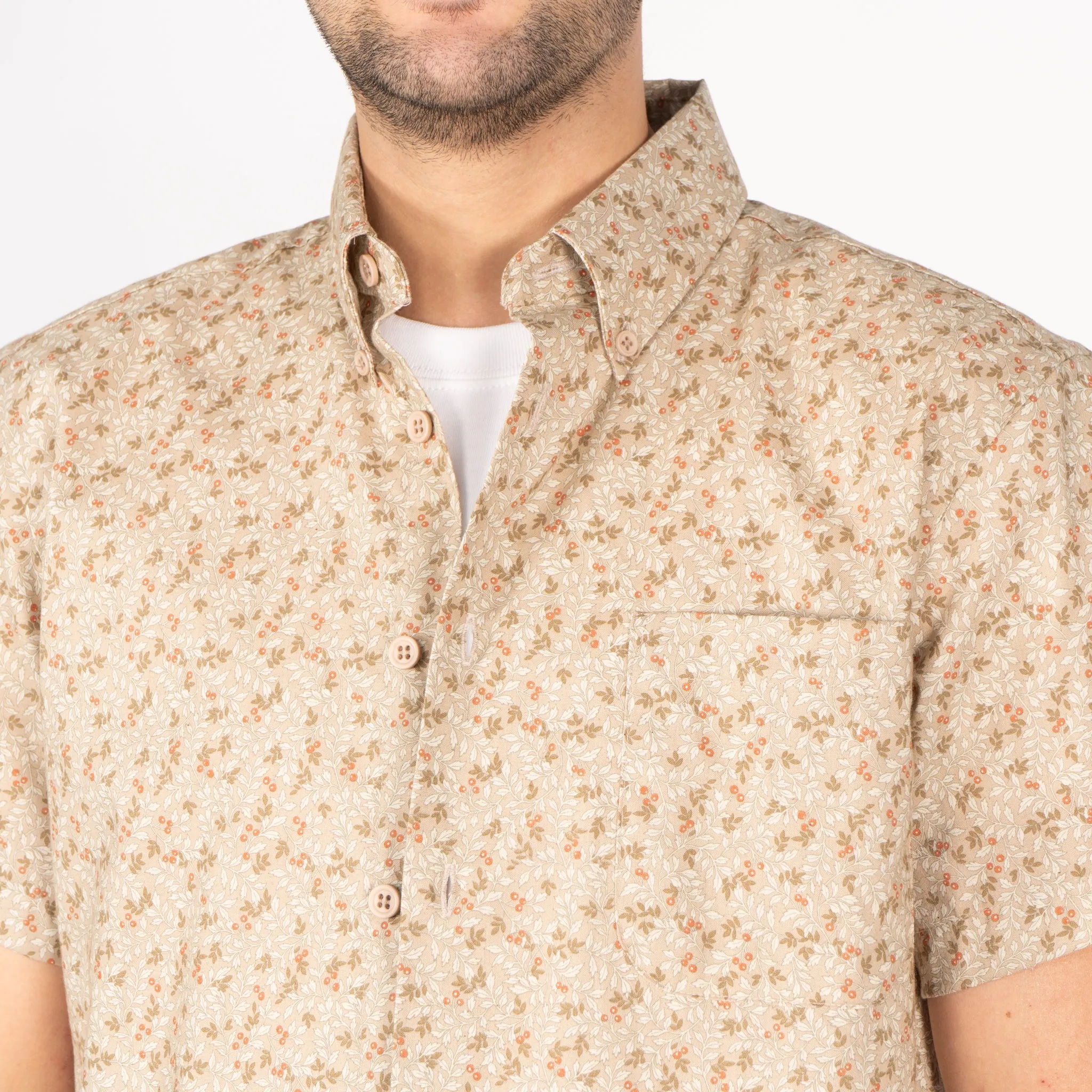 Short Sleeve Easy Shirt - Nuts & Berry - Milk Tea