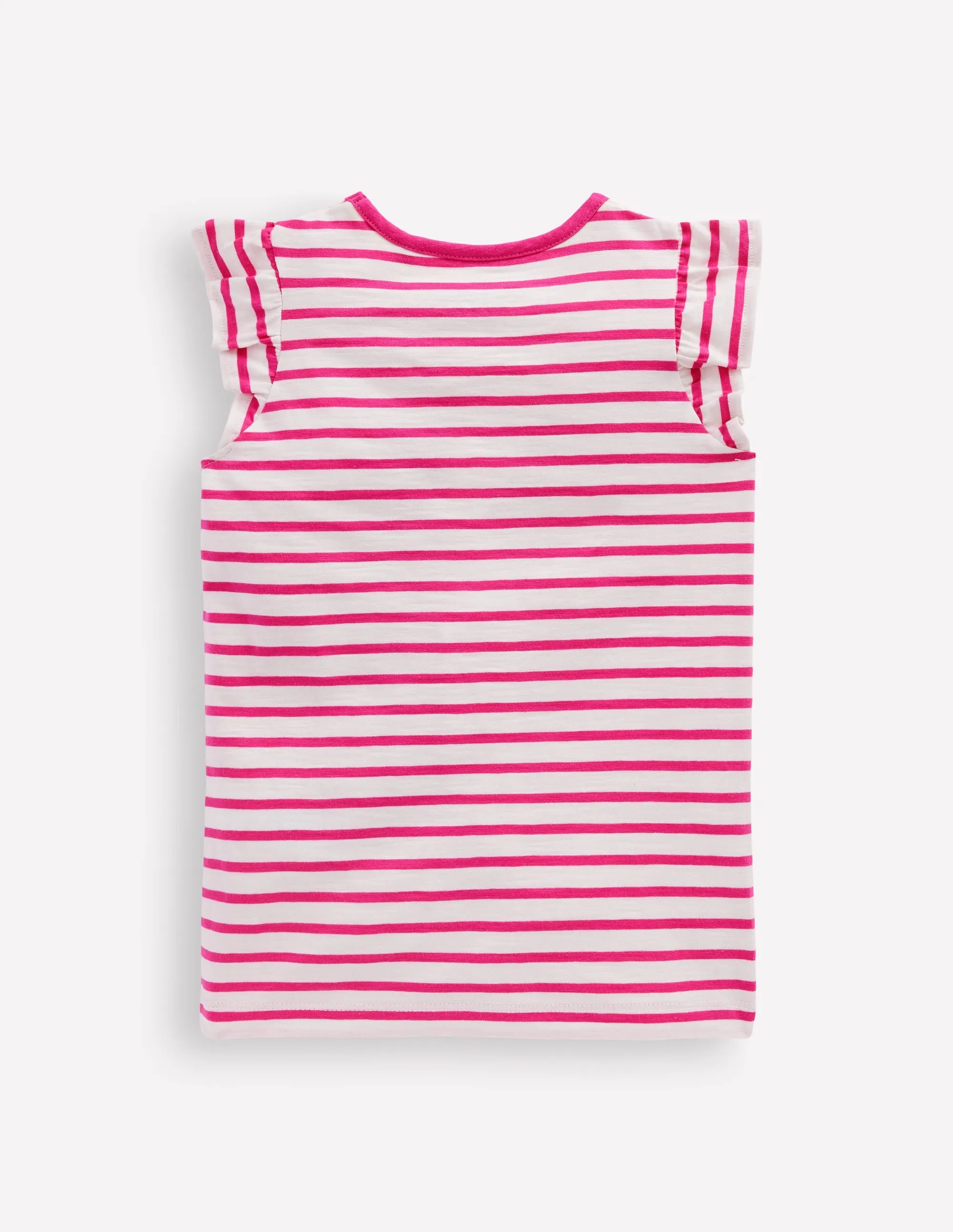 Short Sleeve Frill Logo Top-Raspberry/Soft Ivory Fruits