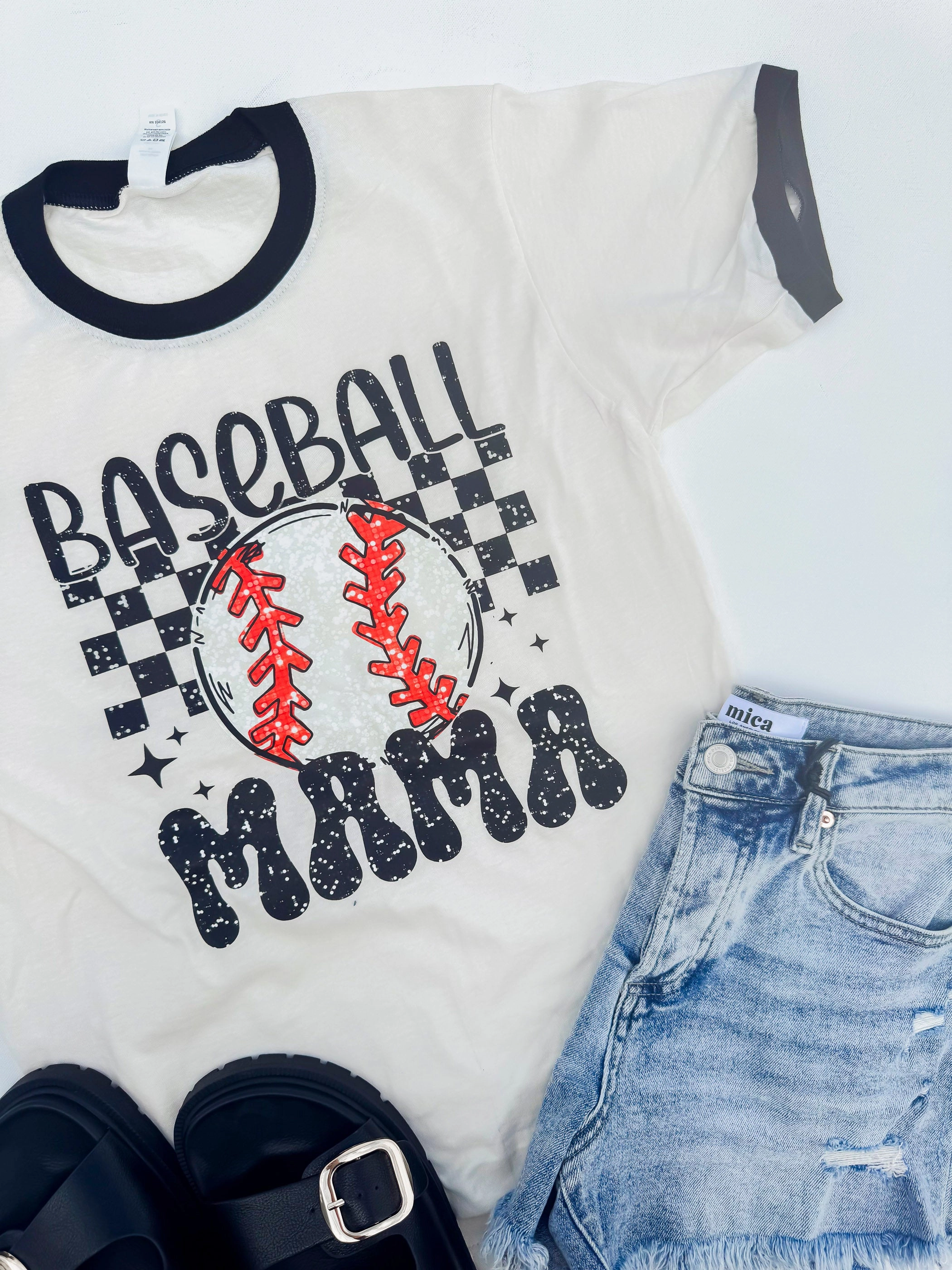 Sidelines Baseball Mama Ringer Graphic T-shirt
