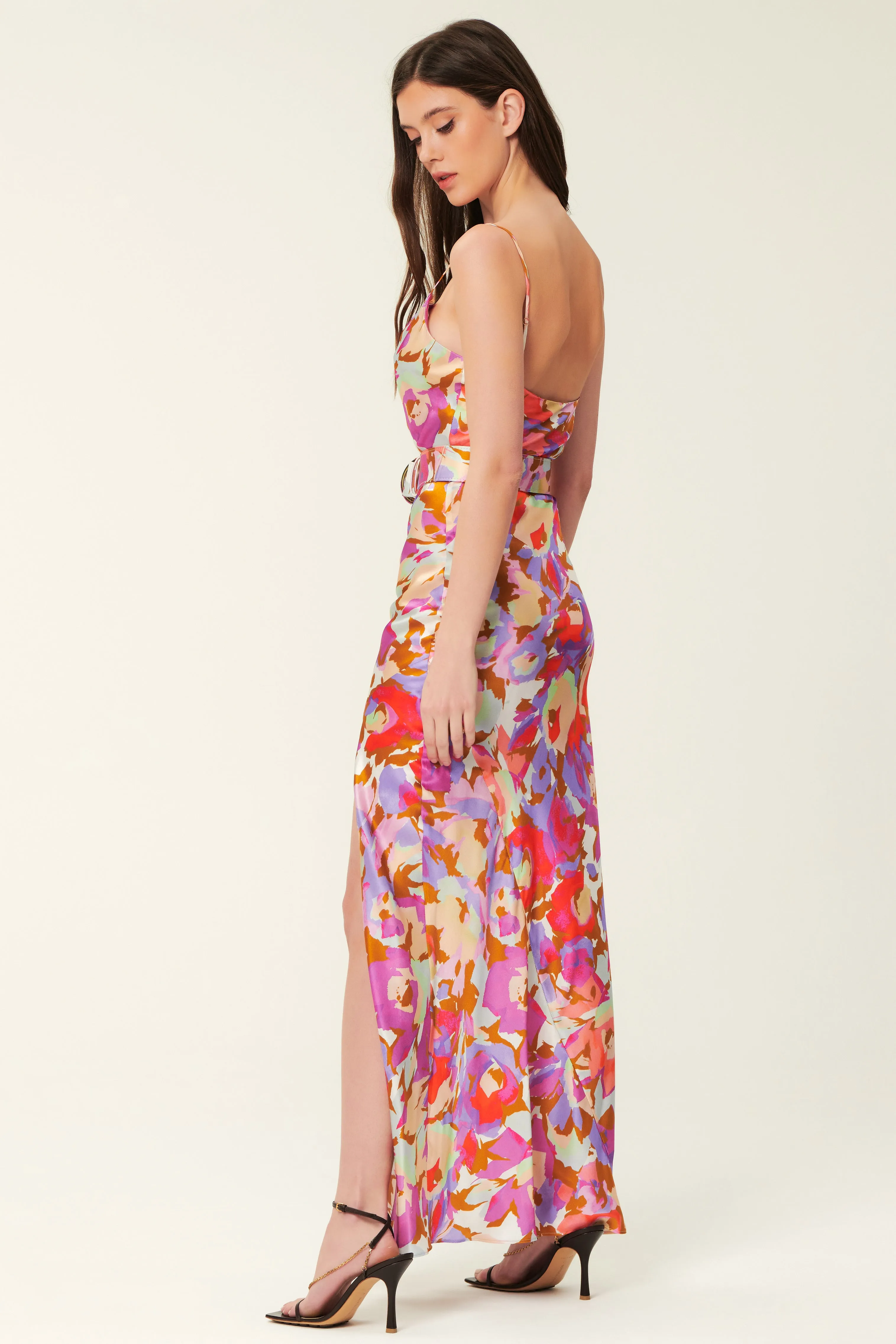 Simone Cowl Neck Dress - Abstract Floral