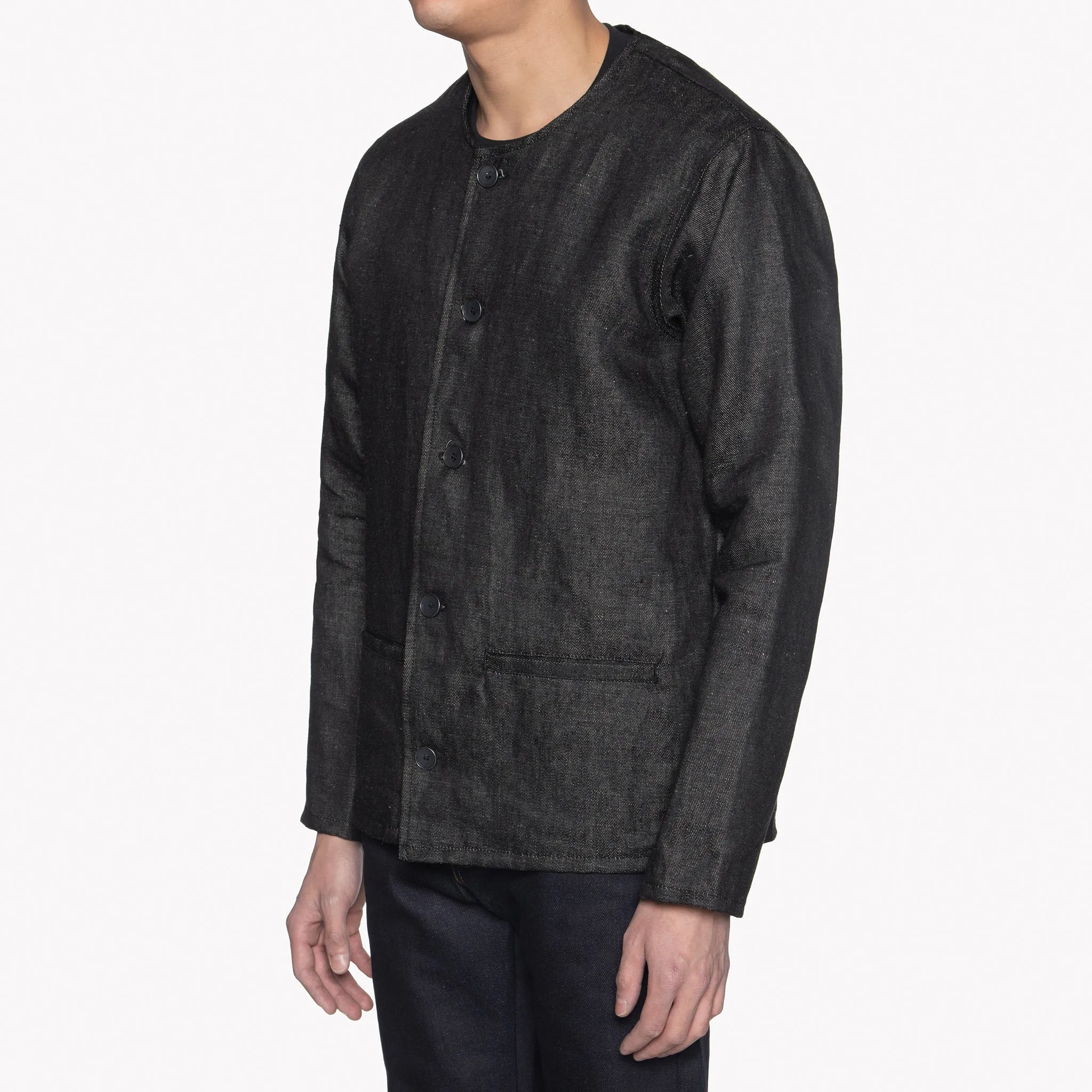 Smart Jacket - Raw Linen Denim – Black