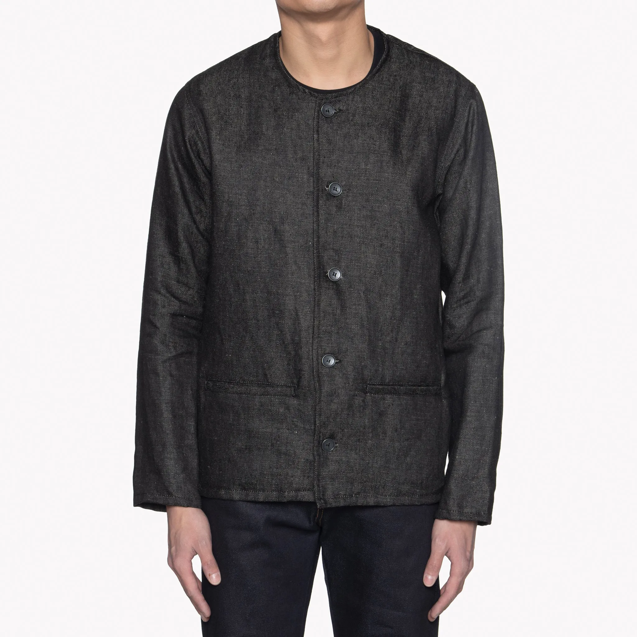 Smart Jacket - Raw Linen Denim – Black