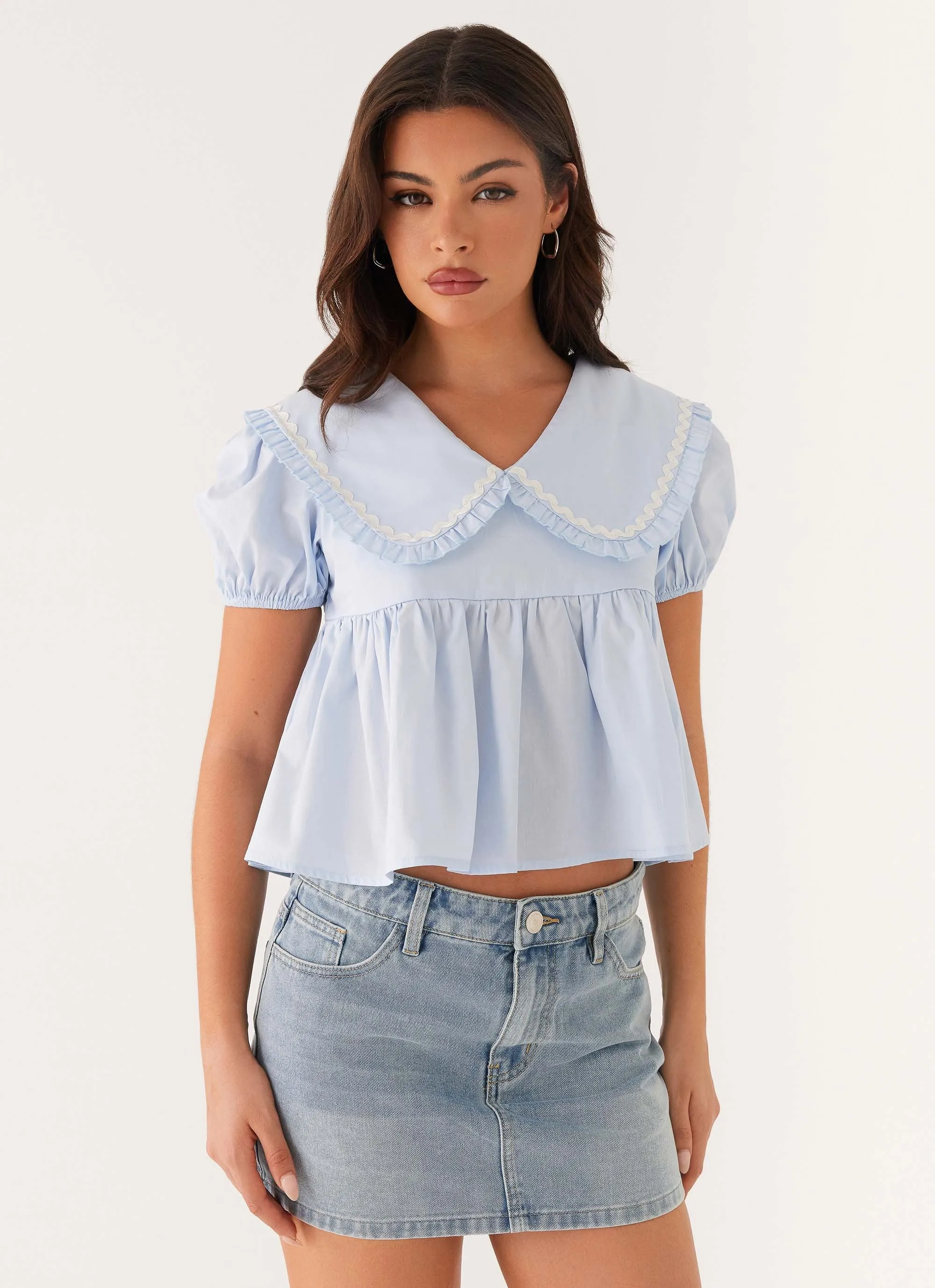 Sophie Babydoll Top - Blue