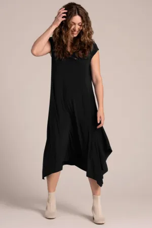 Splice V-Neck Dress | Black