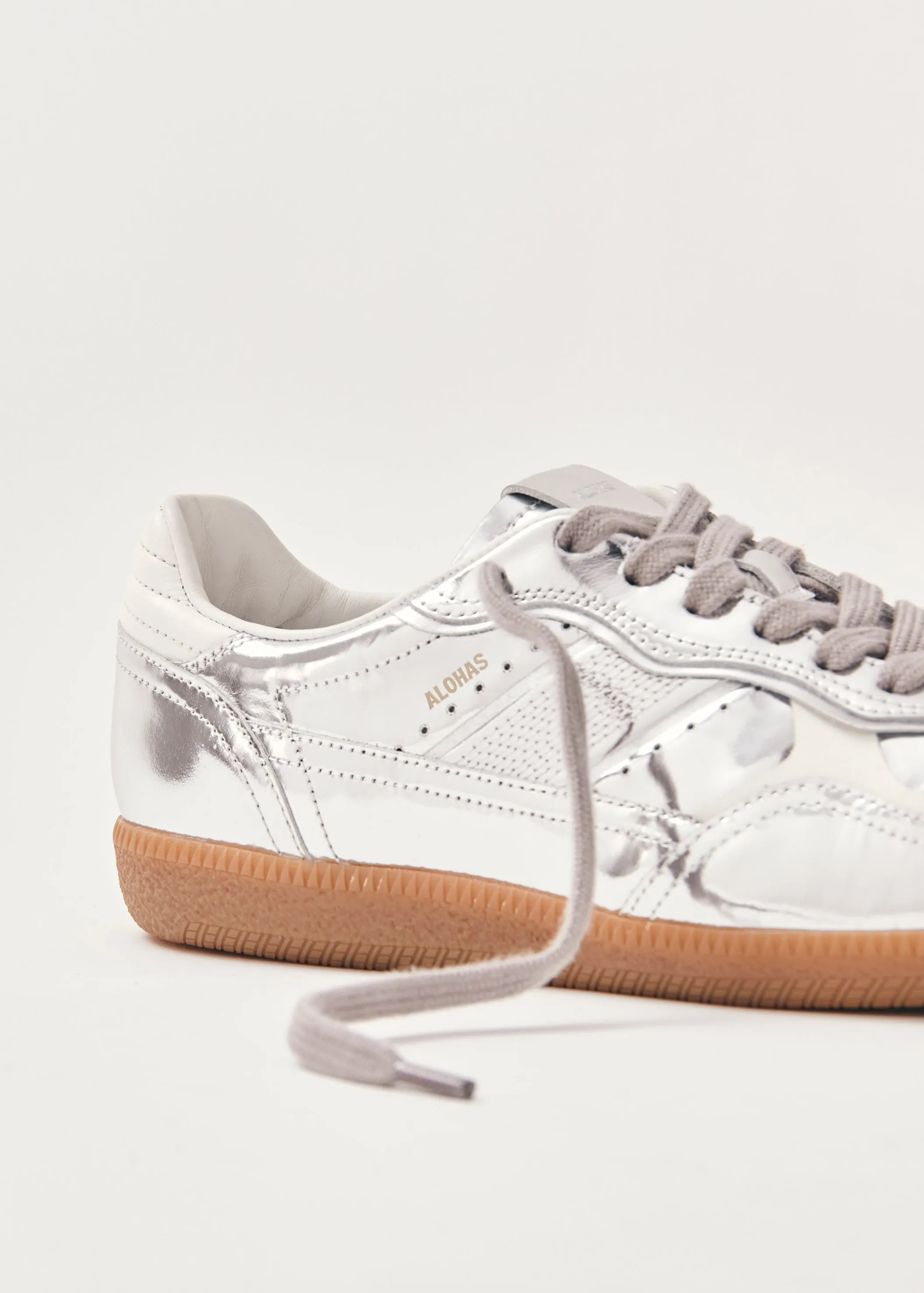 Tb.490 Rife Shimmer Leather Sneakers - Silver Cream