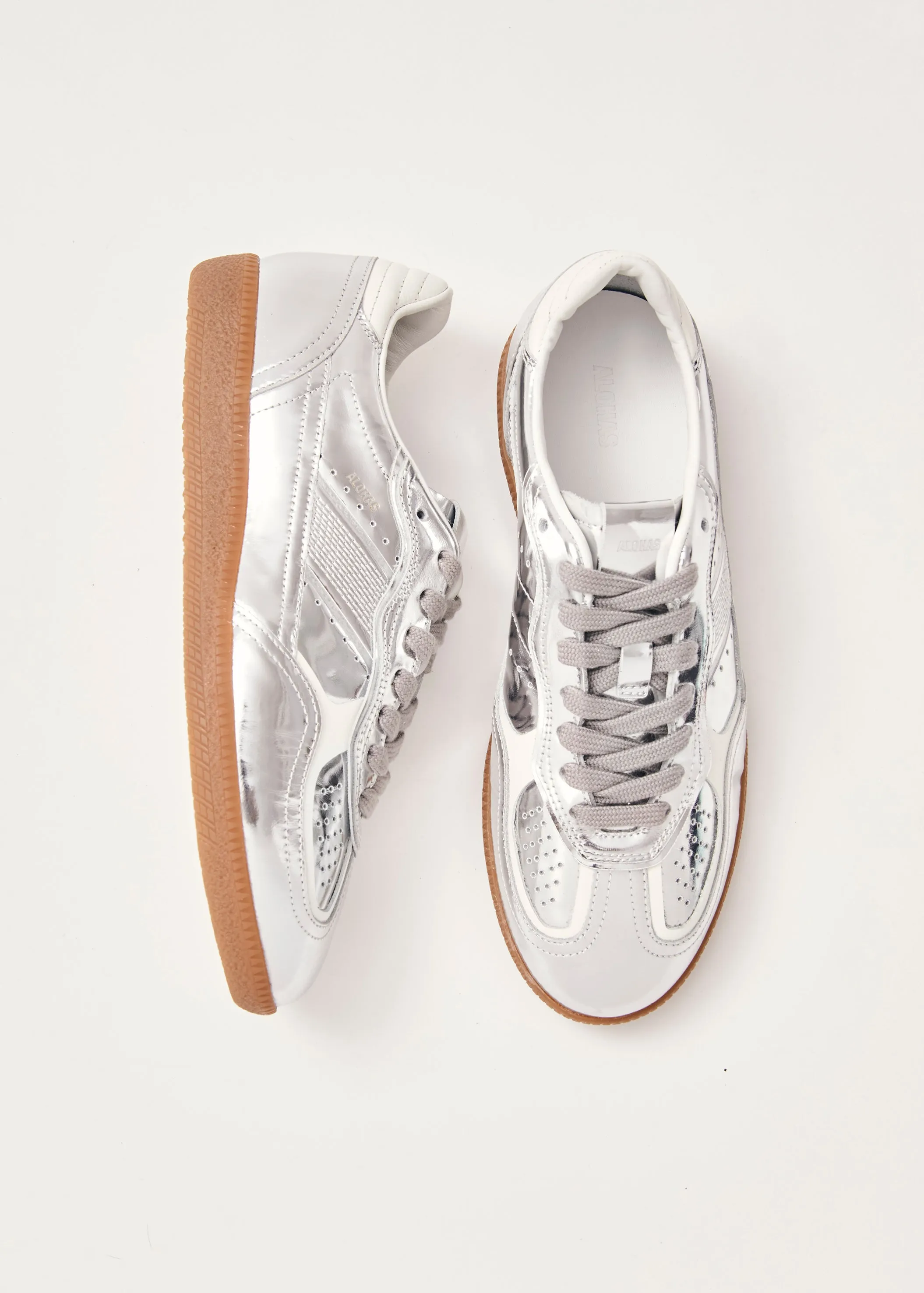 Tb.490 Rife Shimmer Leather Sneakers - Silver Cream