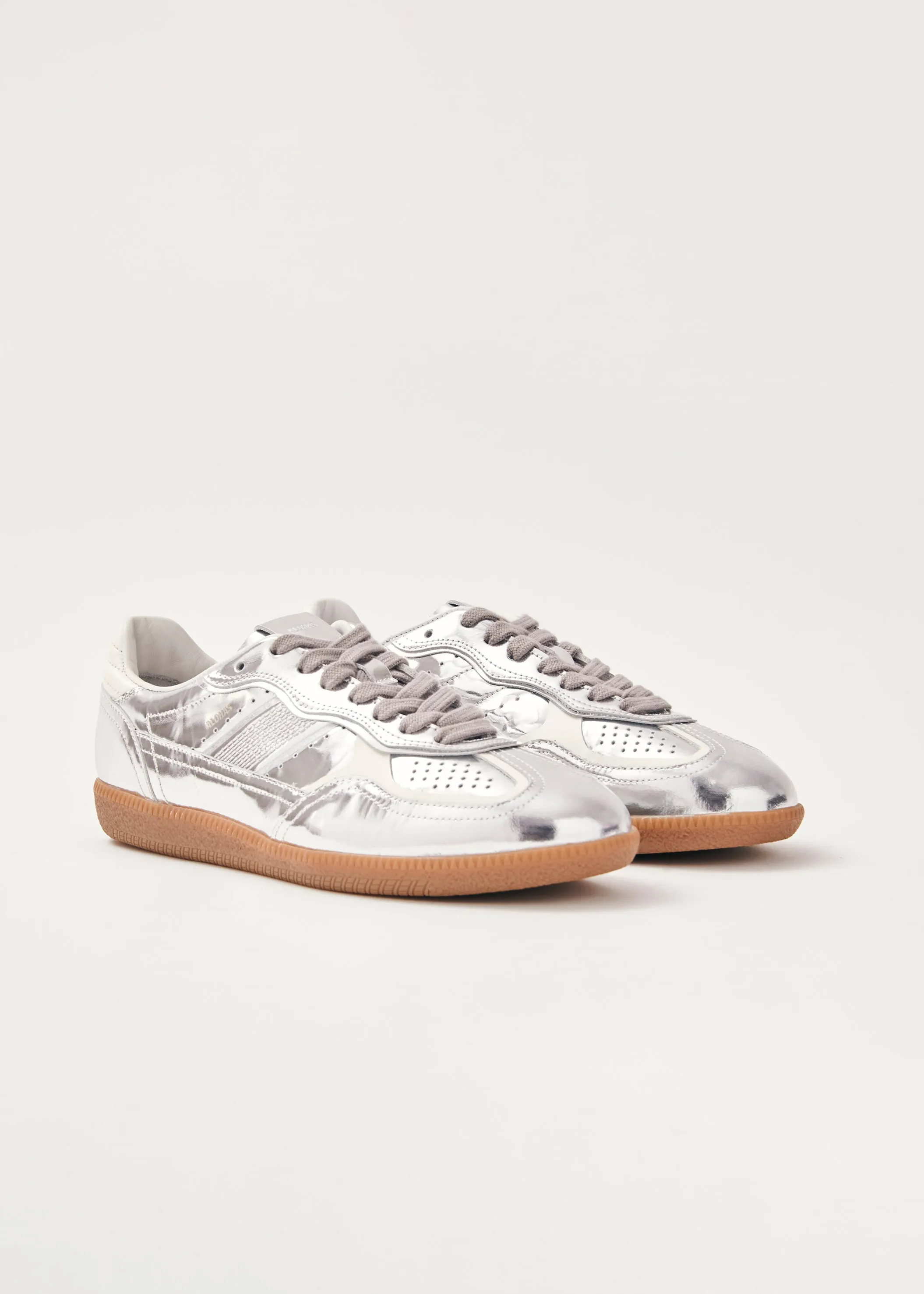 Tb.490 Rife Shimmer Leather Sneakers - Silver Cream