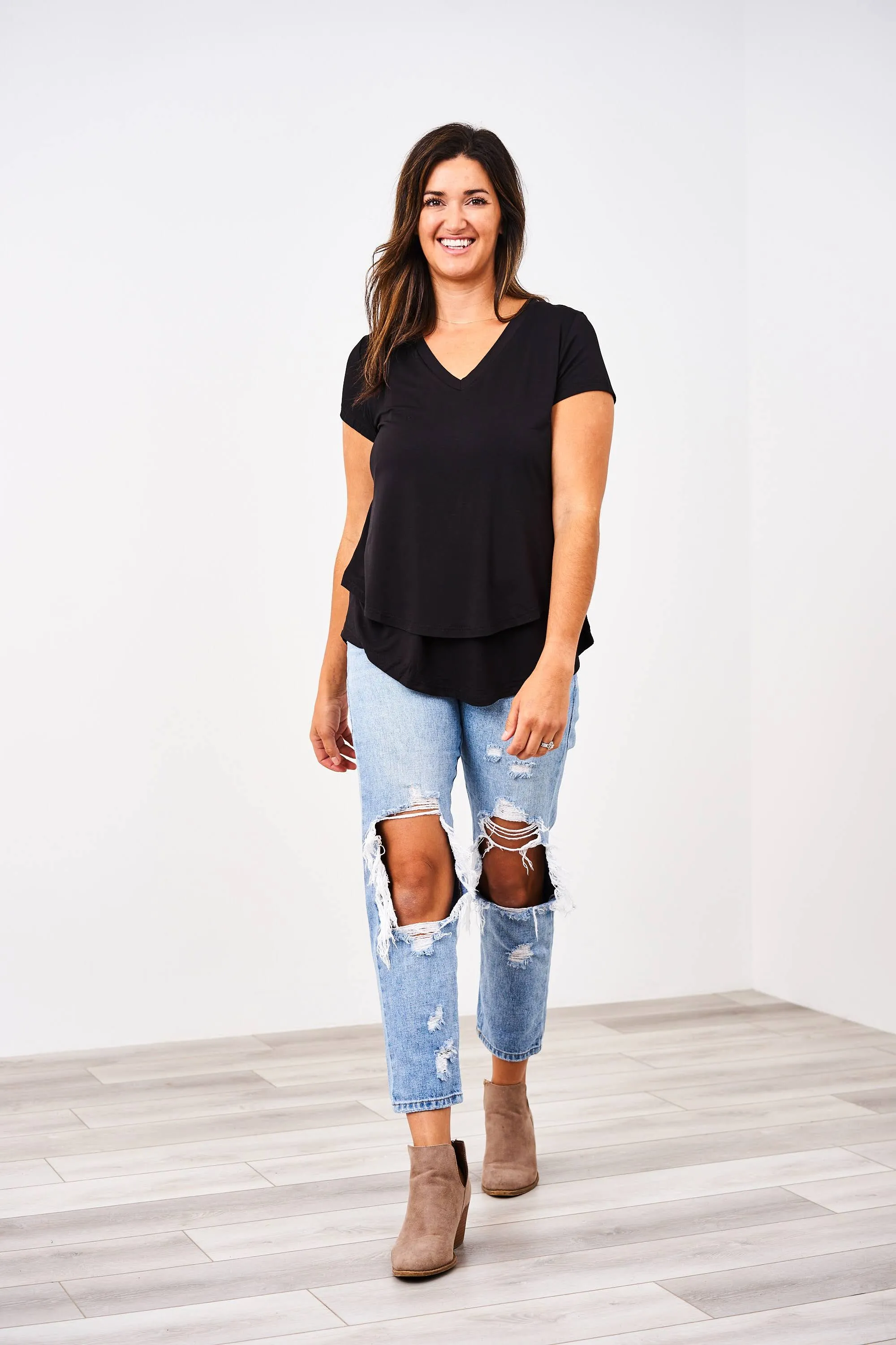 V-Neck Boyfriend Nursing Tee