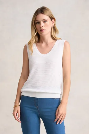 V-Neck Knit Tank - White