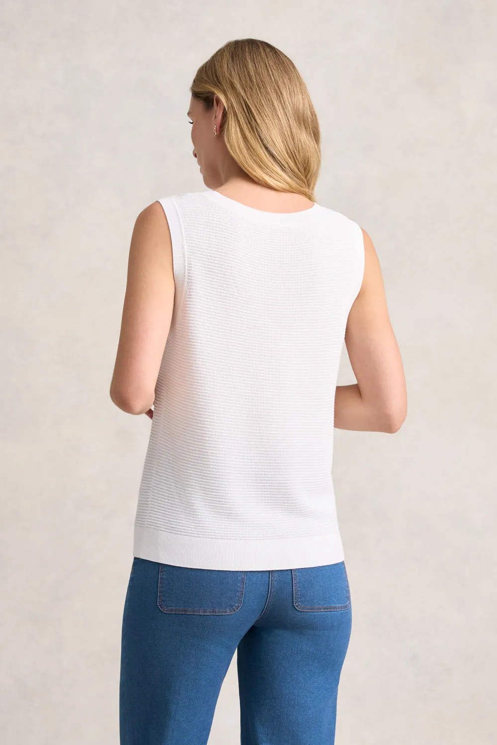 V-Neck Knit Tank - White