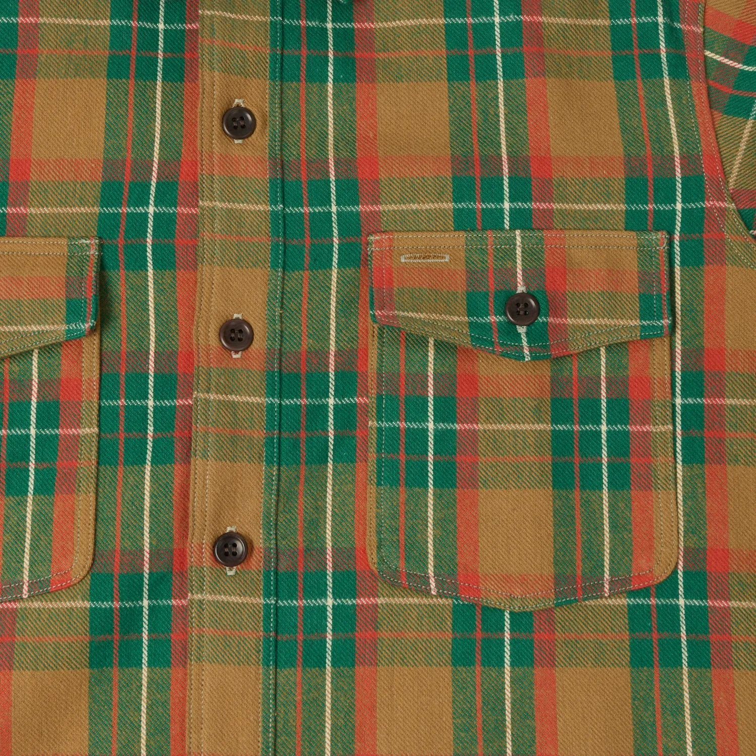 Warehouse & Co 3022 'G Pattern' Check Flannel Shirt - Brown/Green